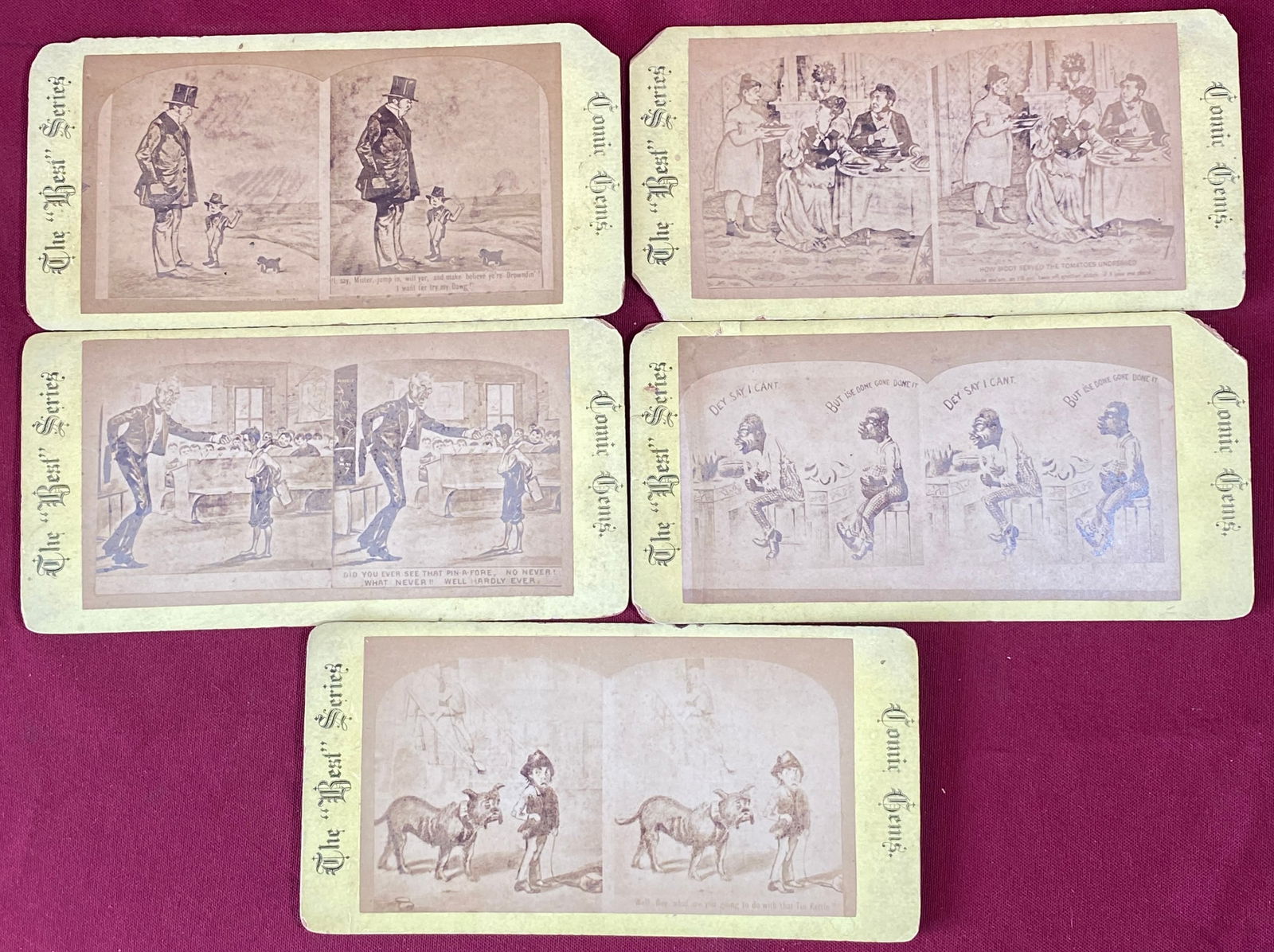 Five Stereoptic View Cards Comic Gems Best Scenes (1 of 7)