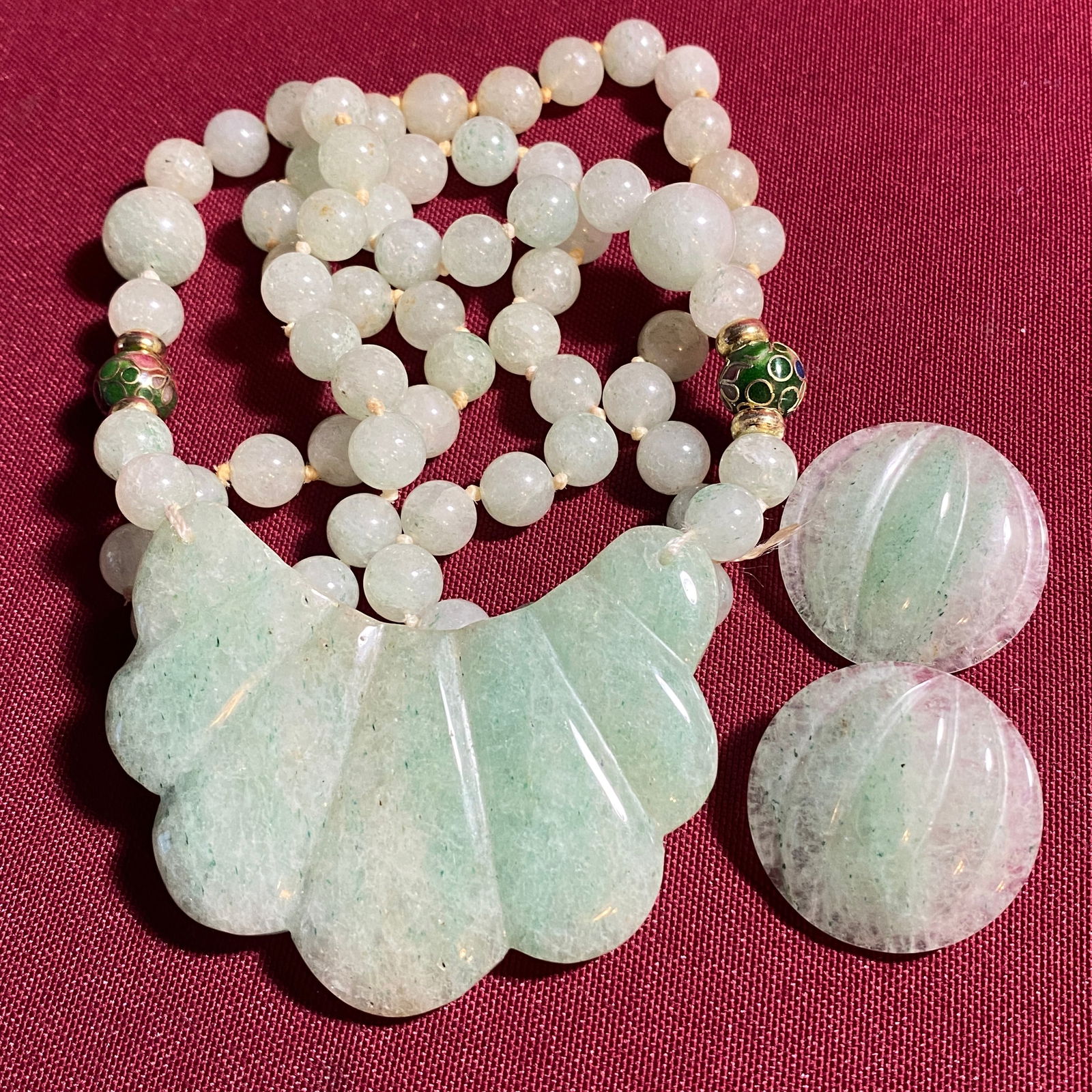 Jade Necklace & Clip-On Earring Set (1 of 5)