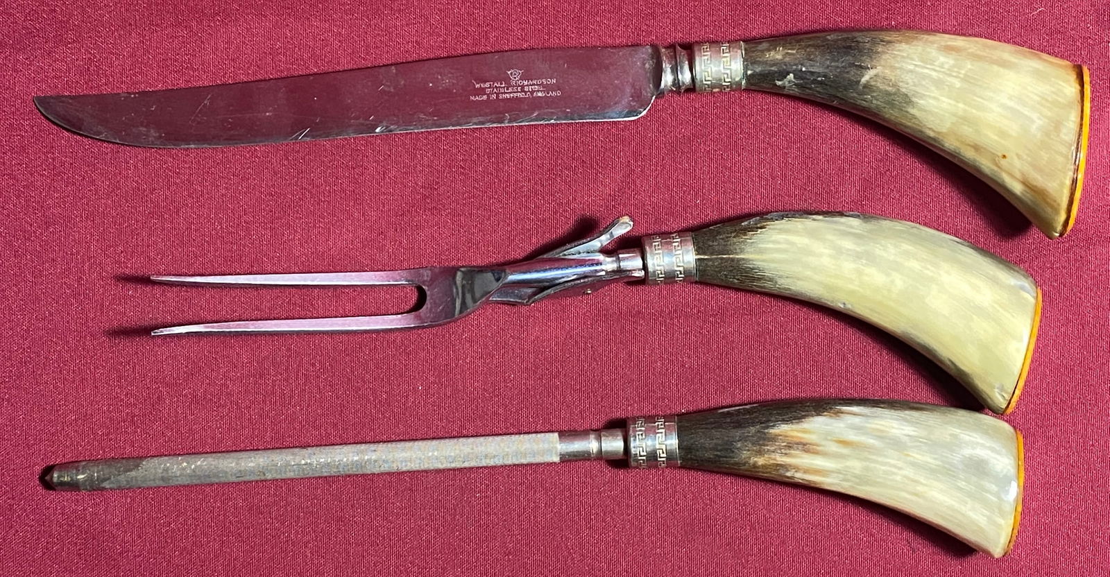 Three Piece Horn/Bone Handled Made in Sheffield England Richardson Carving Set (1 of 7)