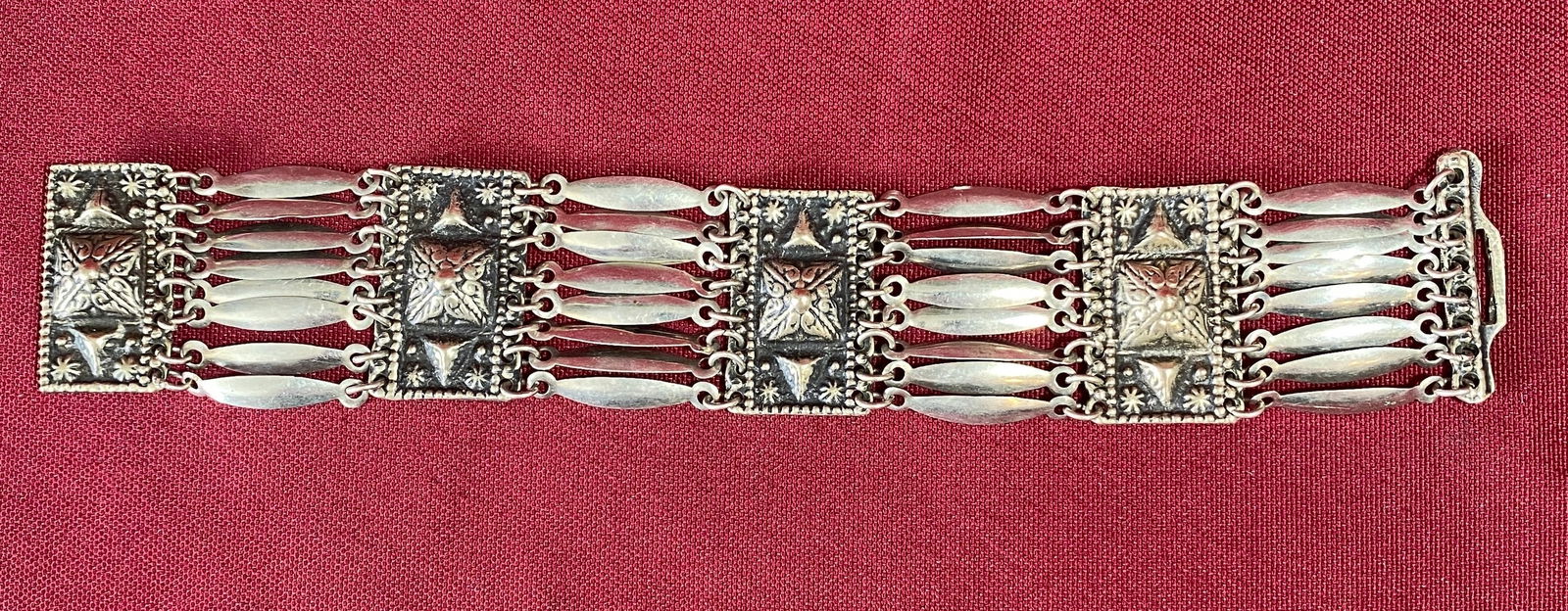 Wide Link Bracelet Marked 'Silver Mexico' - 7.5" - 31.35 Grams (1 of 6)