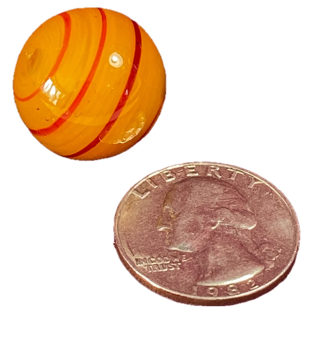 Collectible Glass Marble - Orange/Yellow with Red Swirl: Collectible Glass Marble - Orange/Yellow with Red Swirl