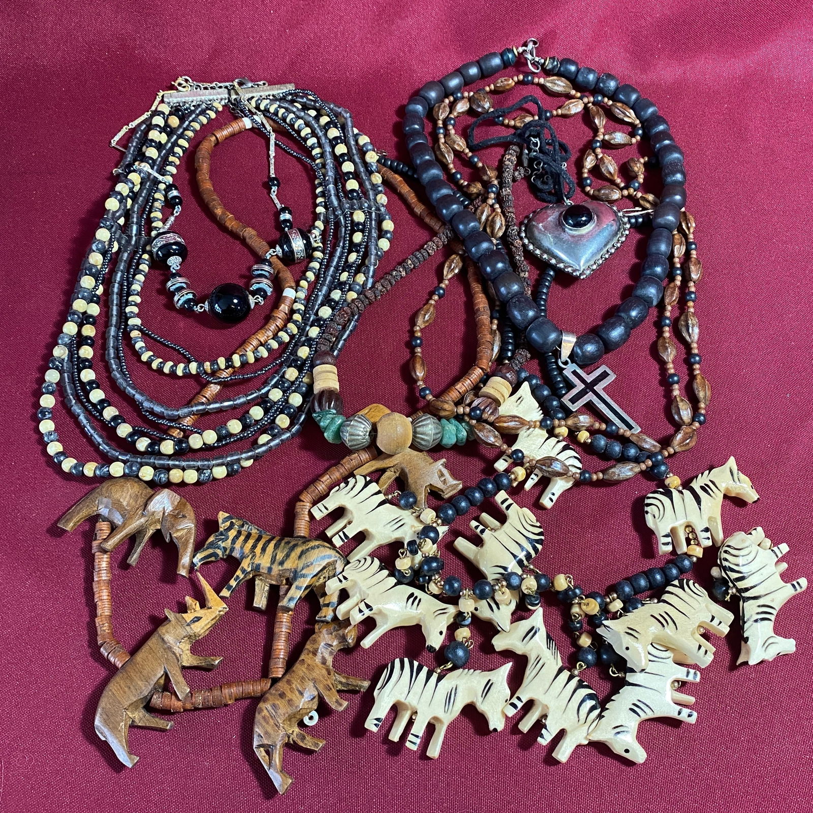 Lot of Carved and Beaded Necklaces (1 of 6)