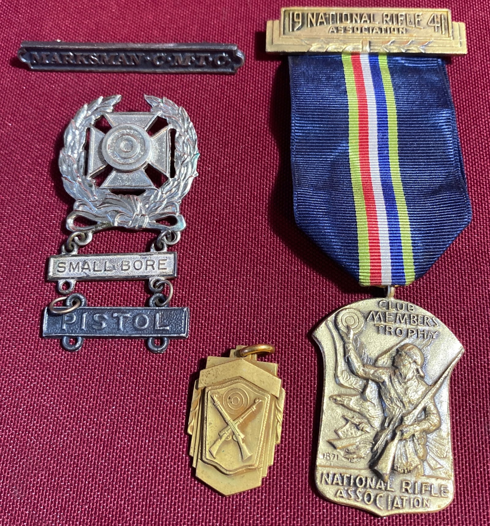 Older and Vintage Shooting Medals & Ribbons - Marksman, Pistol, NRA Club Members Trophy, Etc.: Older and Vintage Shooting Medals & Ribbons - Marksman, Pistol, NRA Club Members Trophy, Etc.