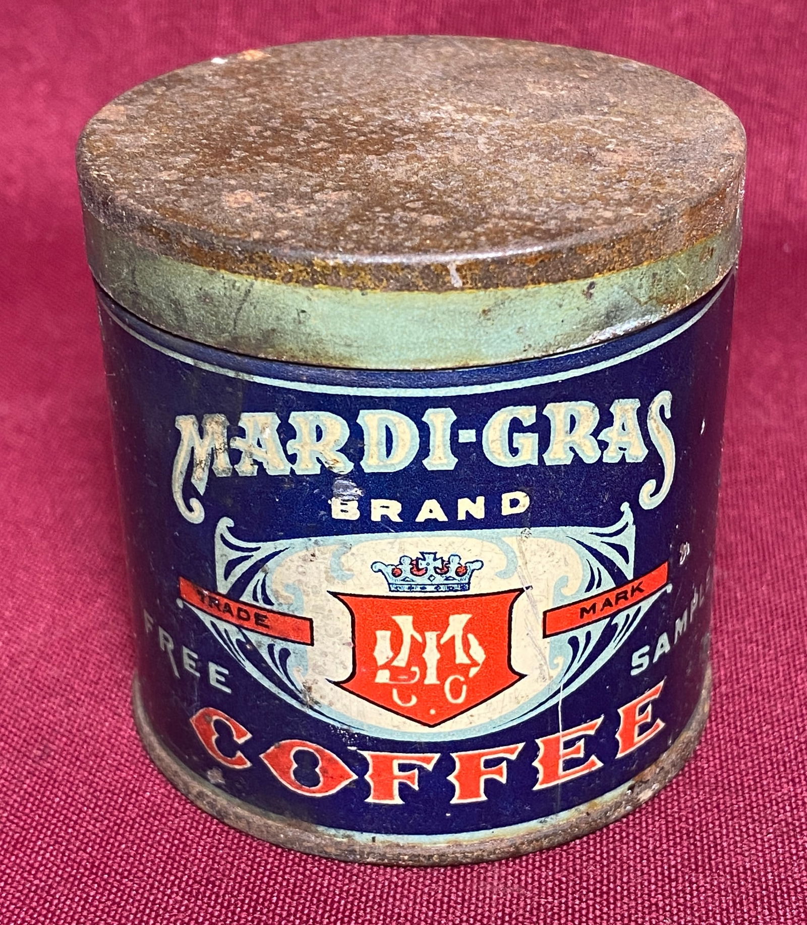 Rare Older Mardis Gras Coffee Small Advertisement Tin (1 of 7)