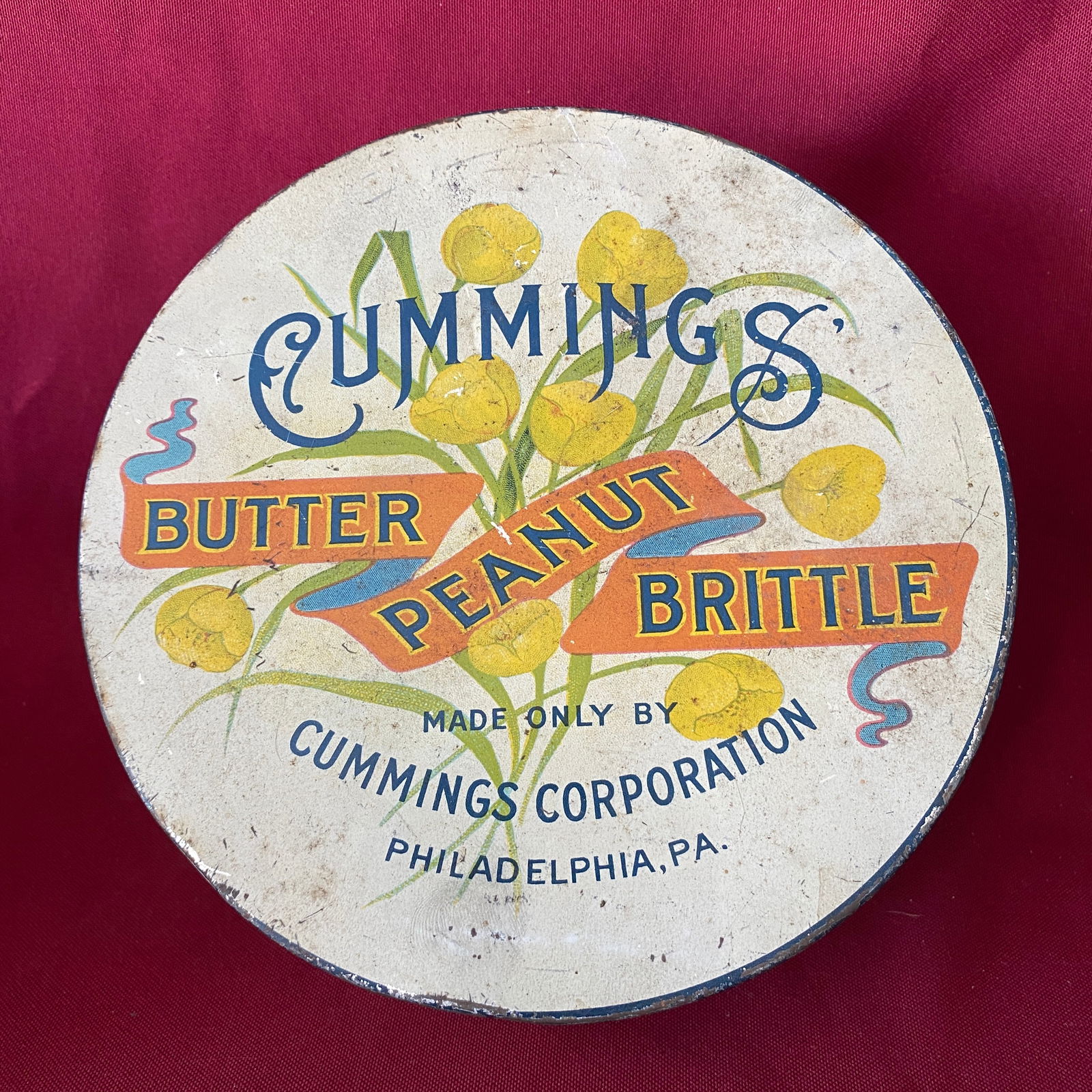 Cummings Butter Peanut Brittle Advertisement Tin: Cummings Butter Peanut Brittle Advertisement Tin
