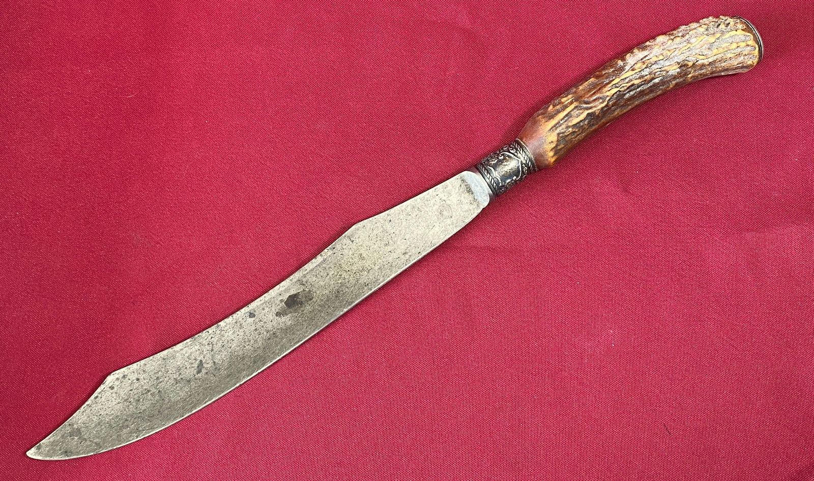 Russel & Co. Green River Works Knife with Ornate Sterling Band - 14.75": Russel & Co. Green River Works Knife with Ornate Sterling Band - 14.75"
