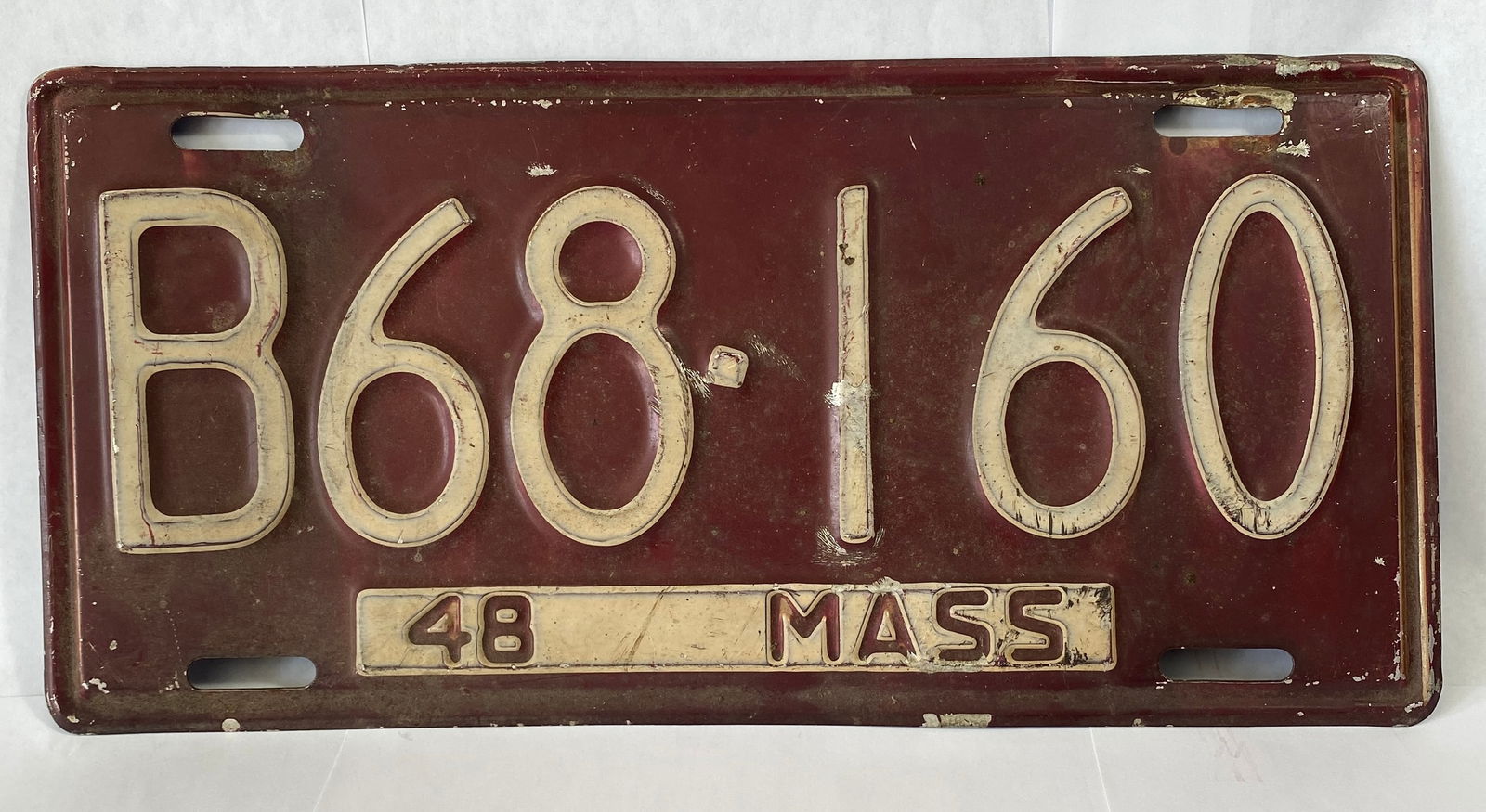 1948 MASS Red License Plate (1 of 4)