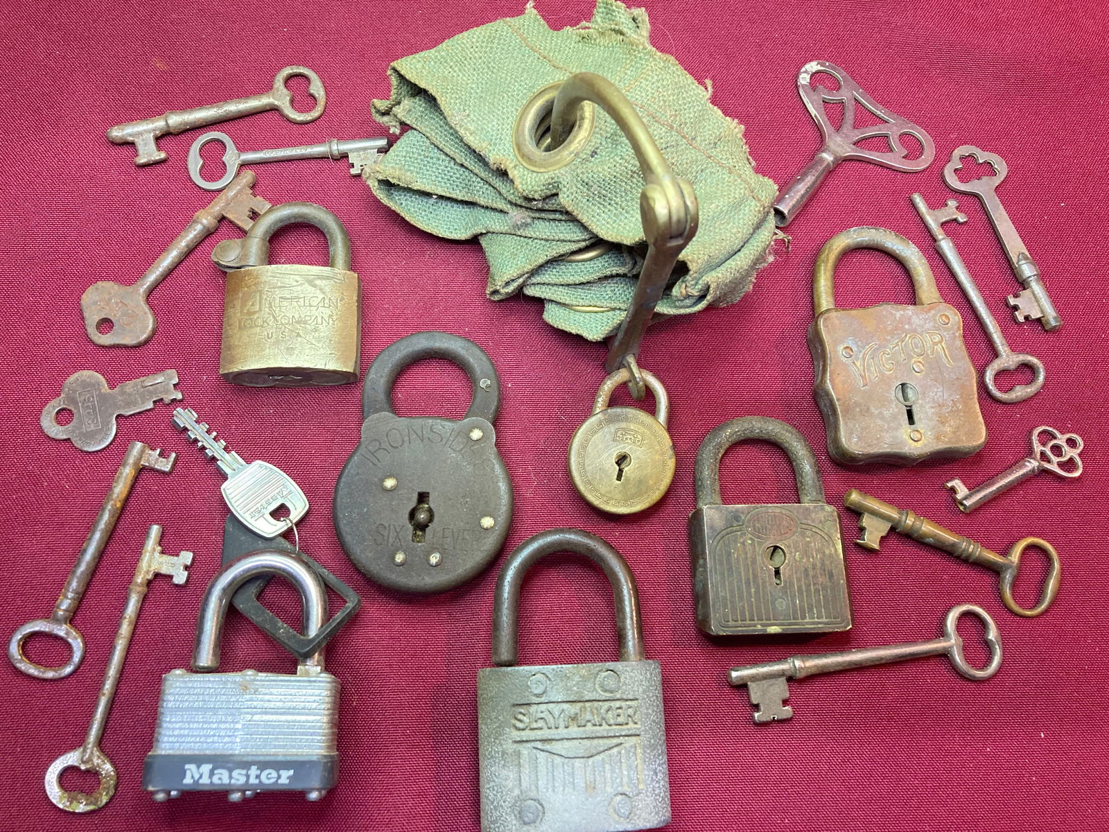 Old Padlocks, Skeleton Keys - Brass, Ironside, Victor, Etc. (1 of 8)