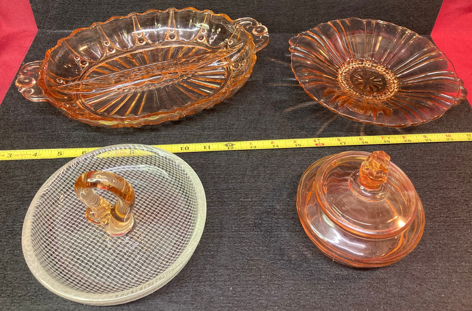 Vintage Pink Depression Glass - Candy Dish, Bowl, Covered Containers - Absolutely No Shipping (1 of 6)