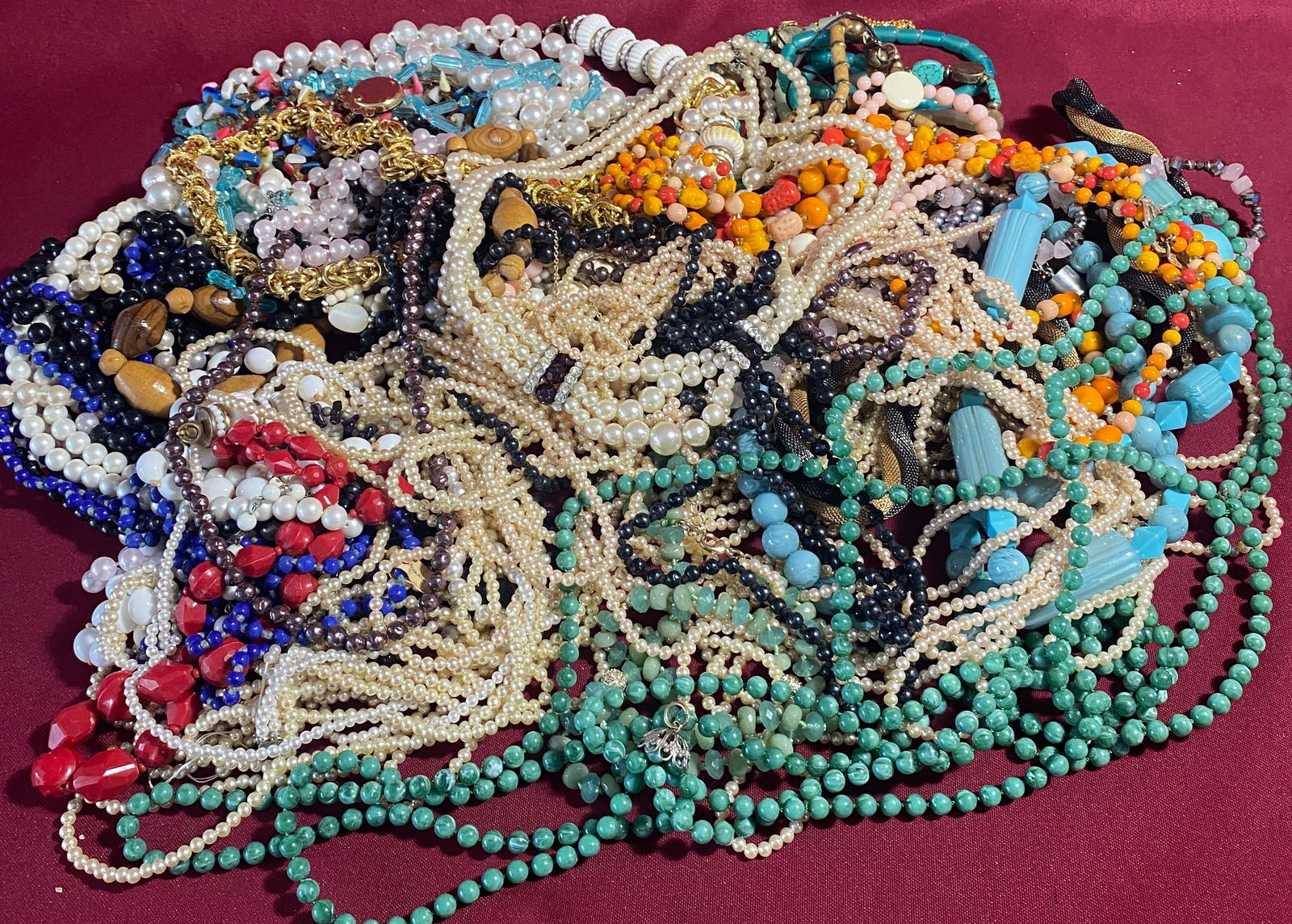 Large Amount of Various Style Beaded Necklaces (1 of 6)