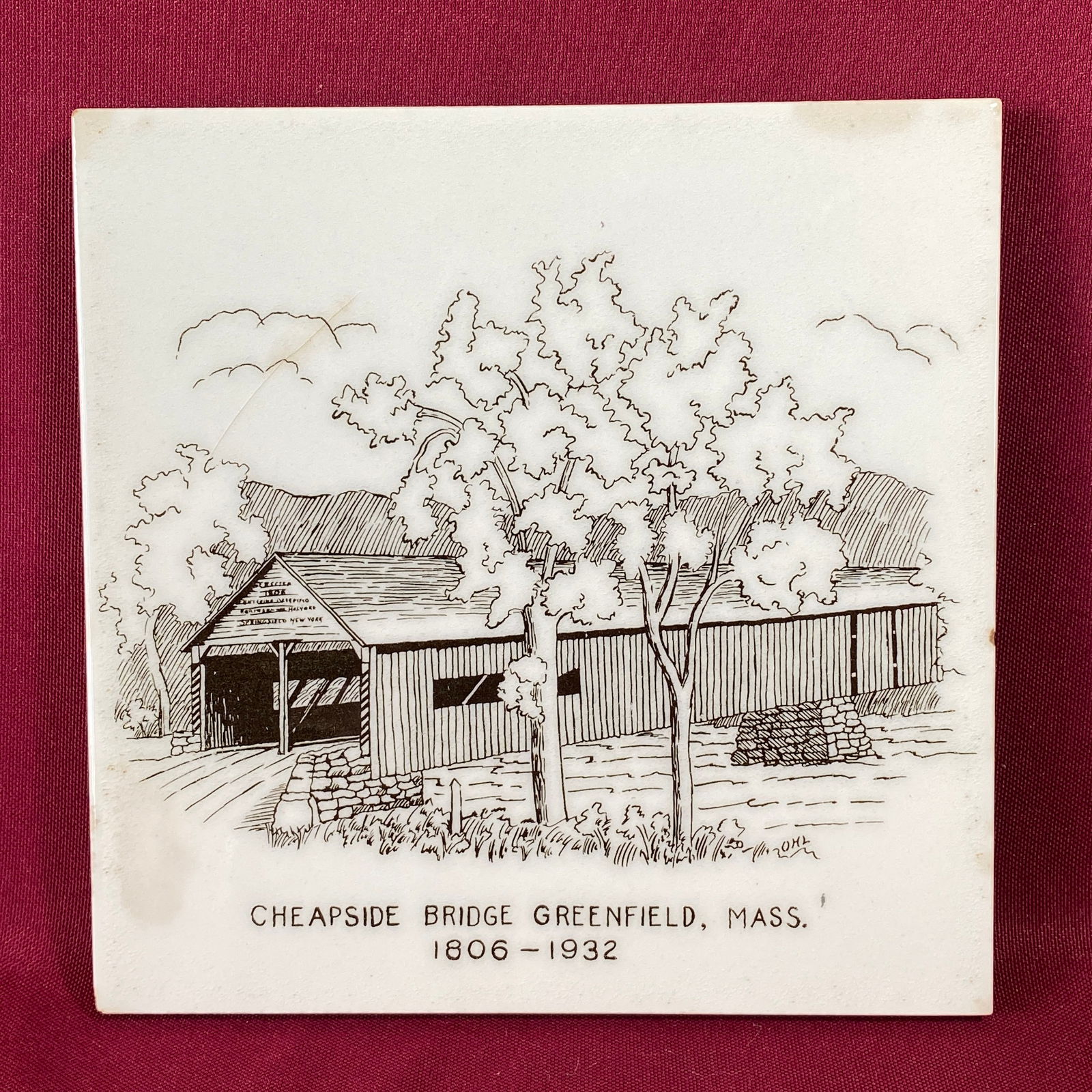 Cheapside Bridge, Greenfield, Massachusetts Porcelain Trivet (1 of 6)