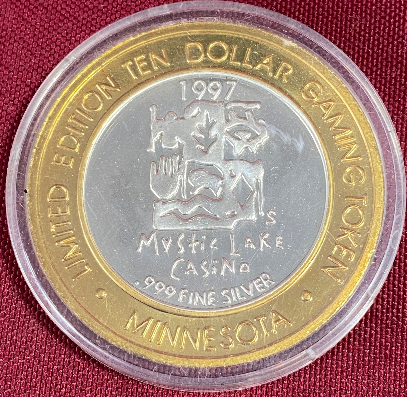 1997 Mystic Lake Casino .999 Fine Silver Limited Edition $10 Gaming Token - 1975 Corvette - (1 of 5)