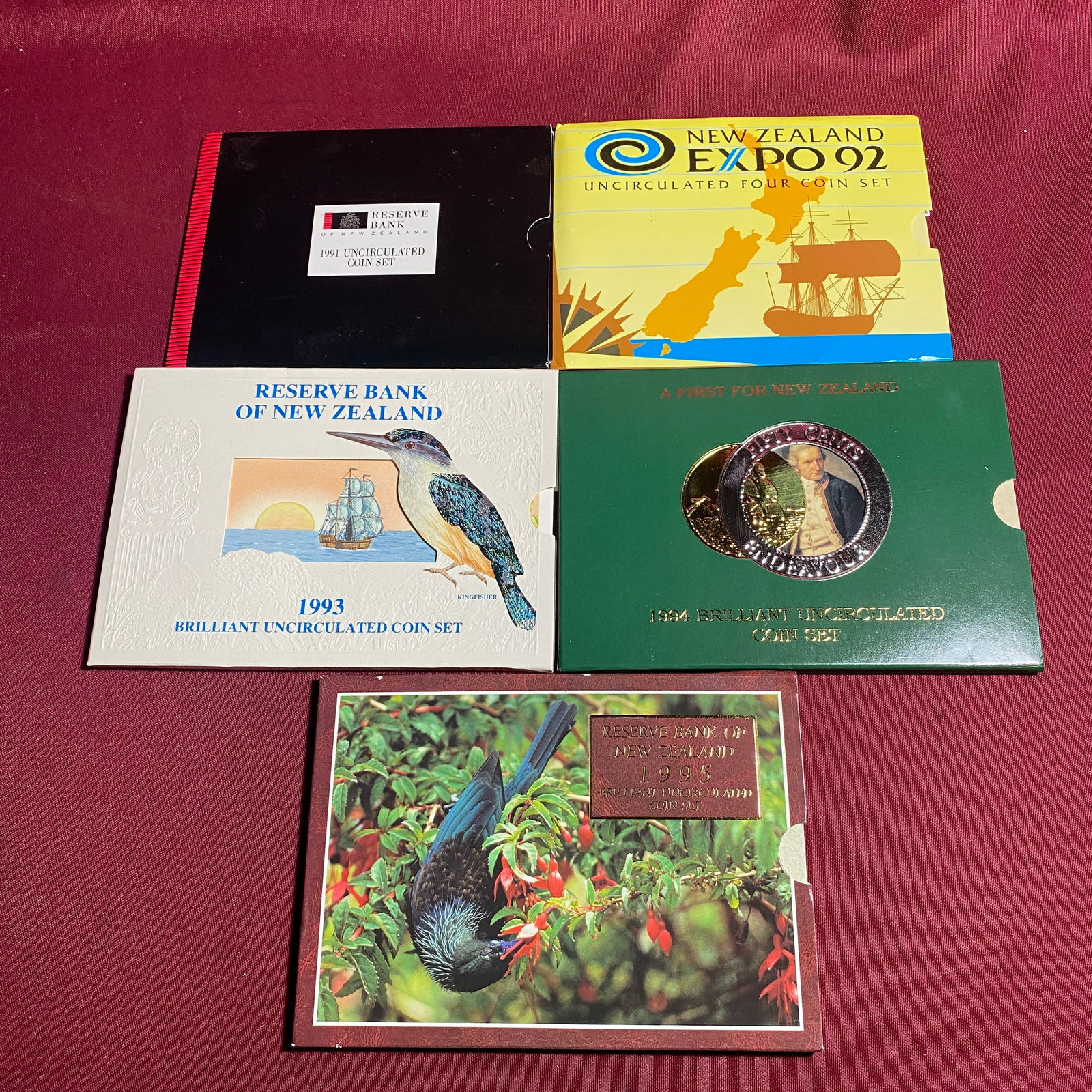 Five New Zealand Coin Sets of Various Years: Five New Zealand Coin Sets of Various Years