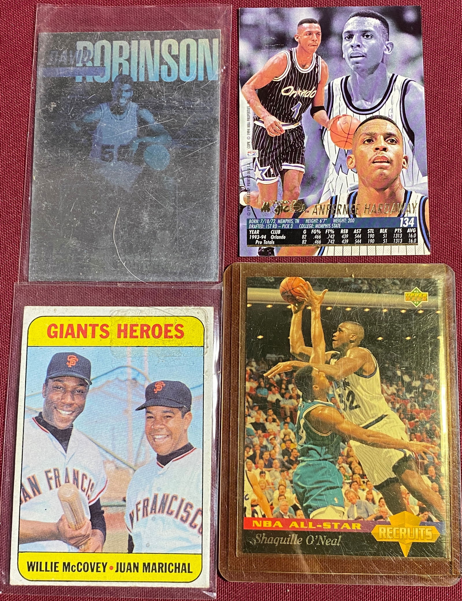 Four Sports Cards - Baseball (Willie McCovey & Juan Marichal - Giants Heroes) - Basketball (David (1 of 6)