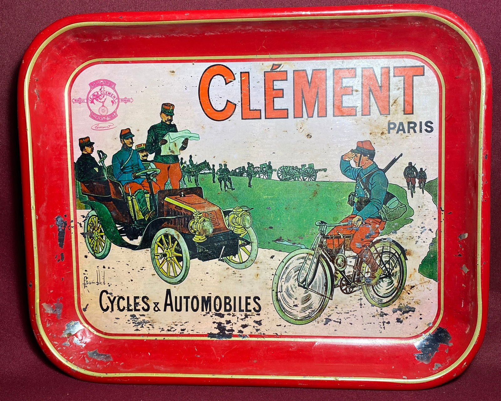 Clement Paris Cycles & Automobiles Older Metal Serving Tray (1 of 6)