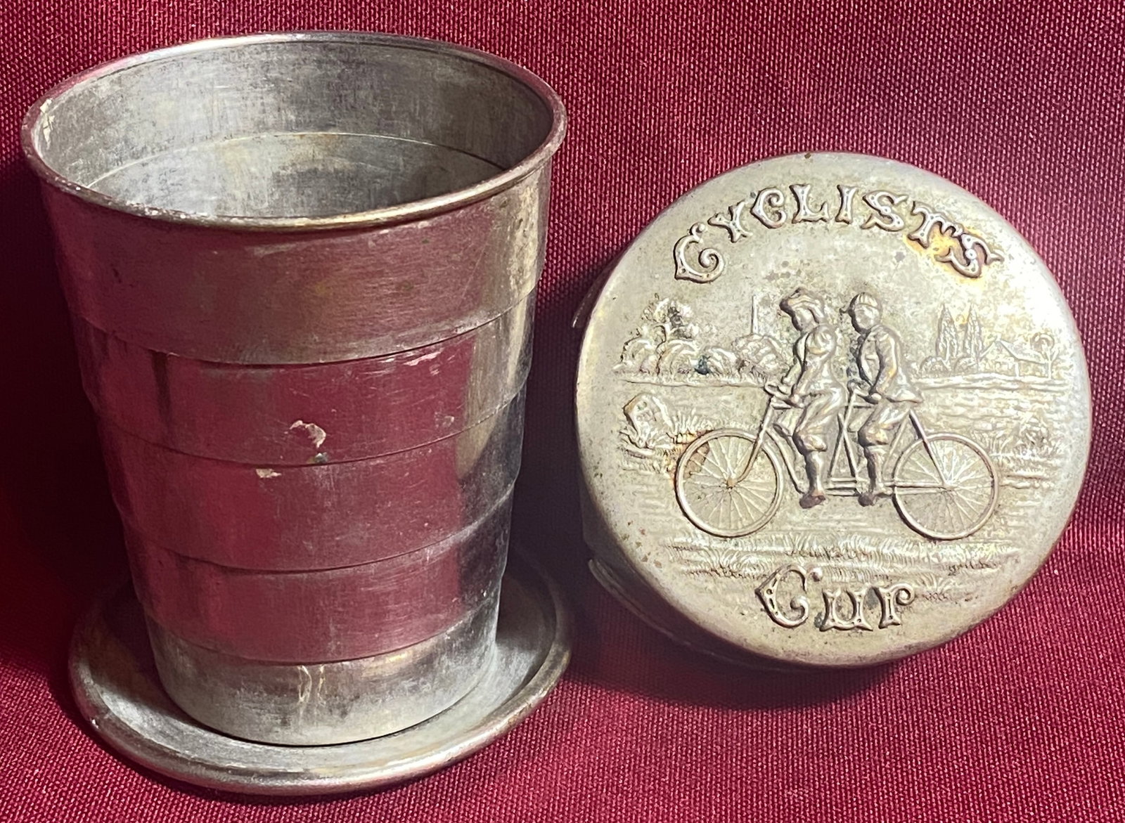 Vintage Cyclists Metal Collapsable Cup: Vintage Cyclists Metal Collapsable Cup