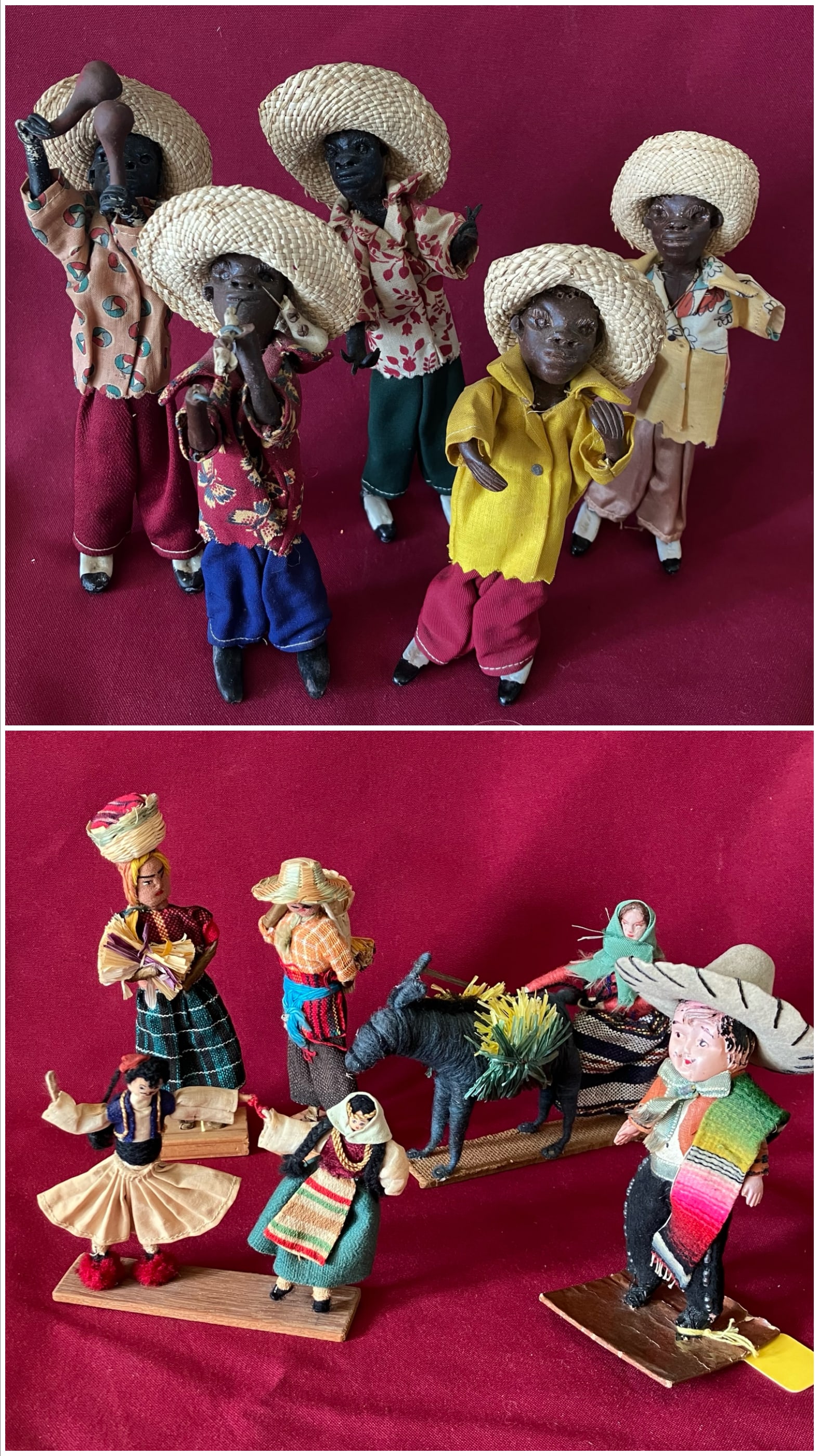Assorted Collector Dolls - Cloth & Paper Guatemalan Man and Woman, Celluloid Mexican Man (Squashed (1 of 5)