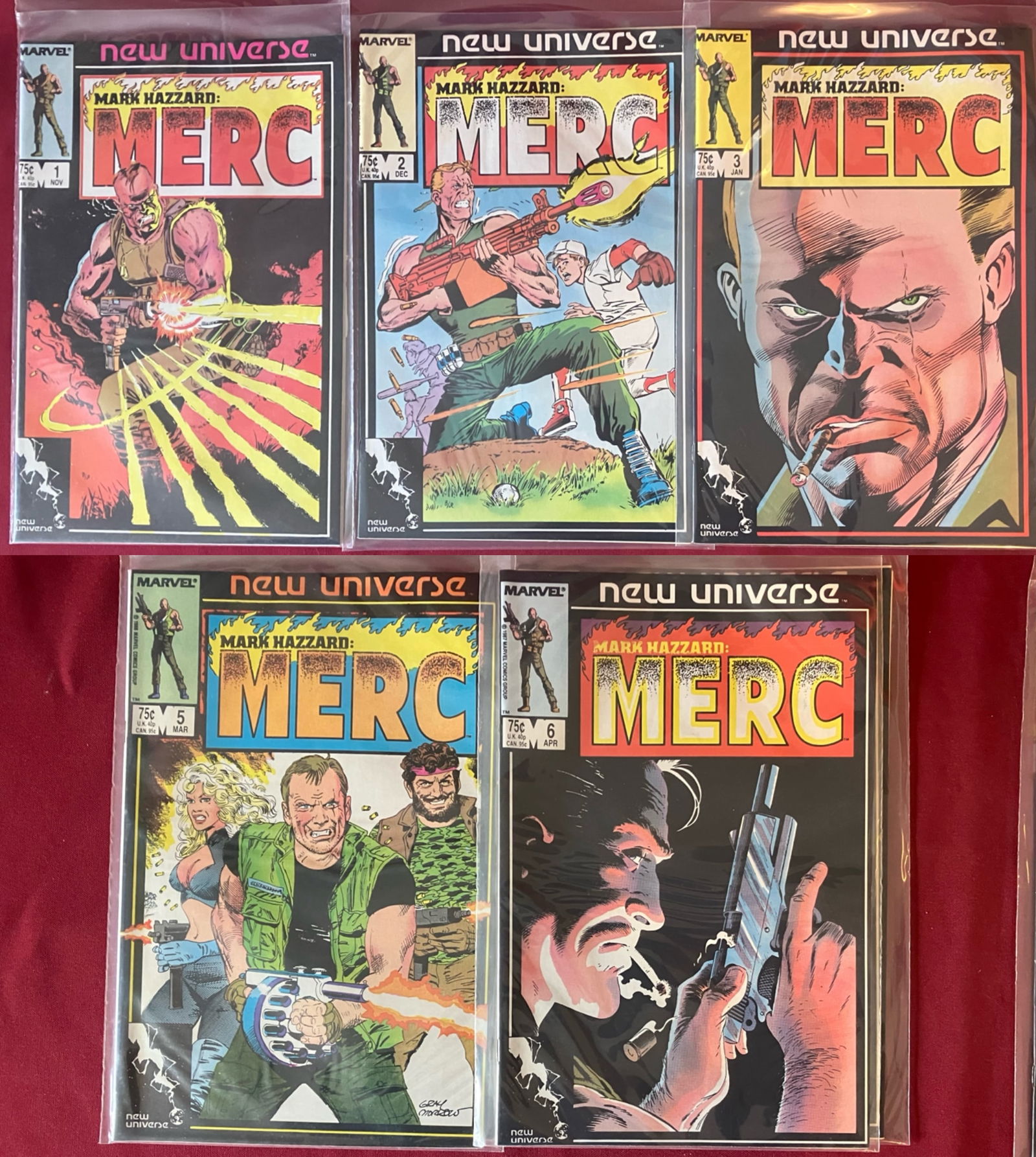 Five Marvel Comic Books - 'Mark Hazzard: MERC' - No. 1-5: Five Marvel Comic Books - 'Mark Hazzard: MERC' - No. 1-5