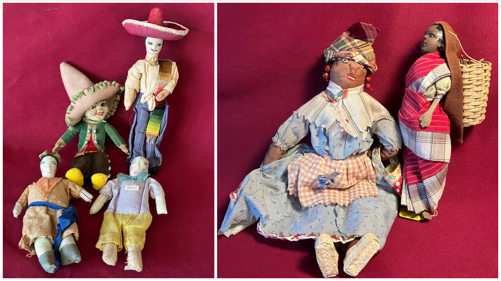 Dolls From Mexico and the Islands - Cloth Mexican, Virgin Island Woman with Woven Shoes & Ceylon Tea (1 of 5)