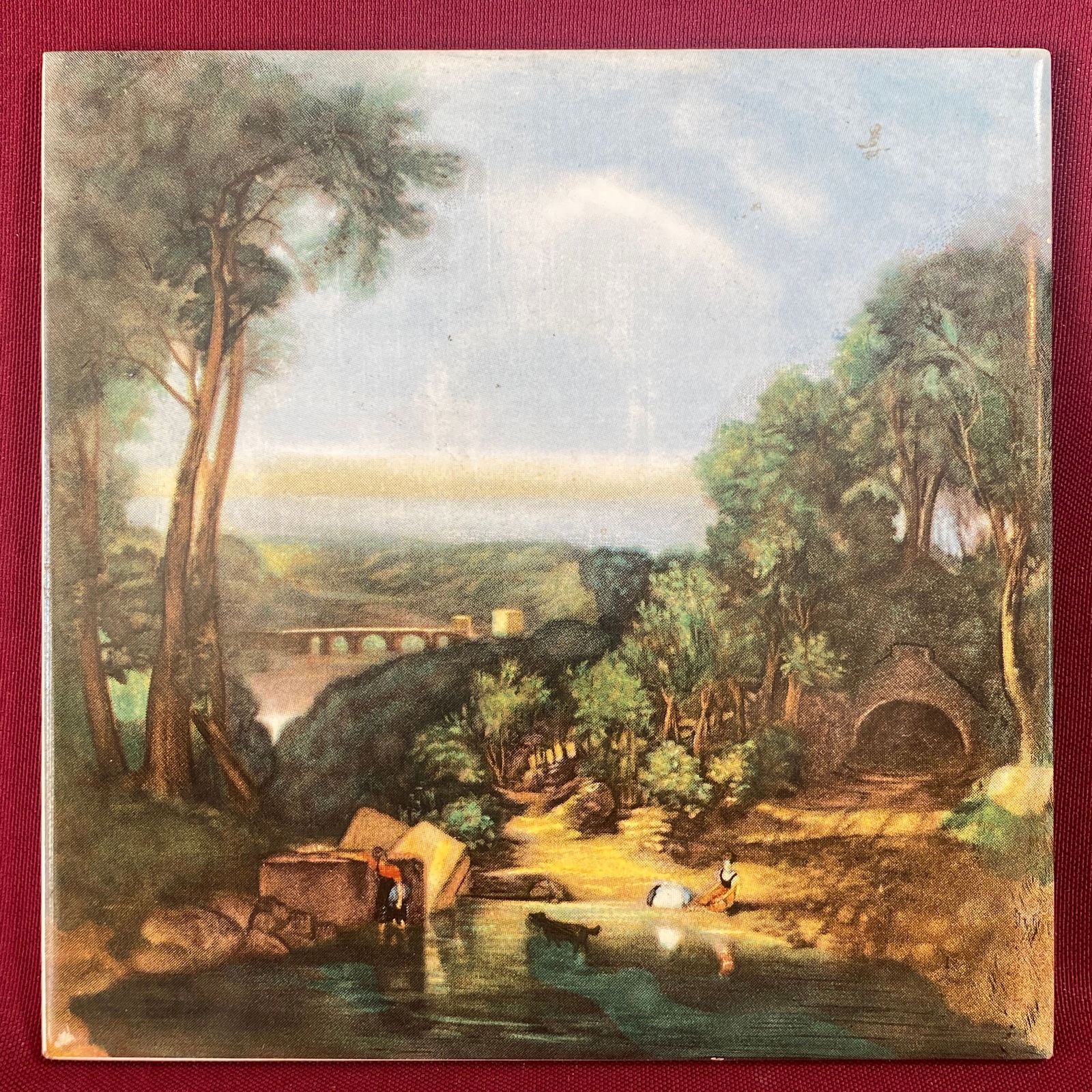 Vintage English Country Scene 6" Tile Trivet: Vintage English Country Scene 6" Tile Trivet