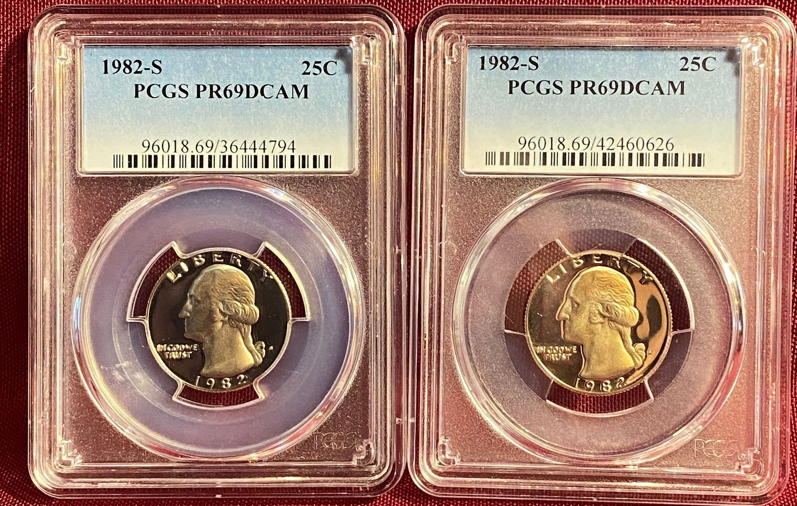 Two 1982-S Washington Silver Quarters - Both PR69DCAM by PCGS (1 of 7)