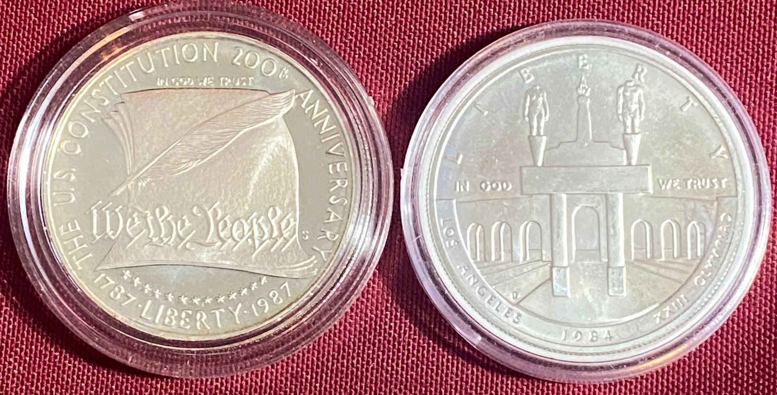 Two Commemorative Proof Silver Dollars - 1984 Olympics & 1987 U.S. Constitution (1 of 5)
