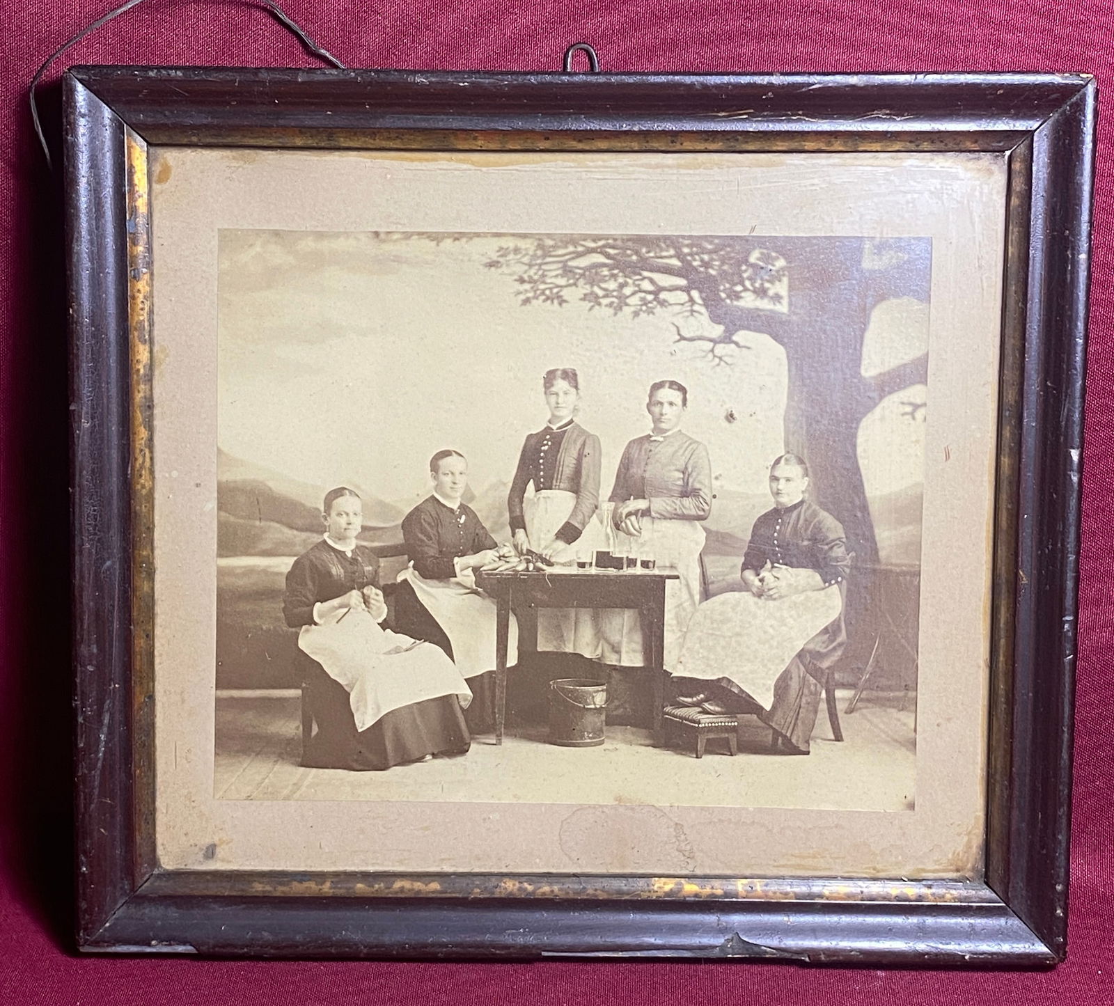 Photograph of Five Women at a Table Doing Kitchen Chores (1 of 6)