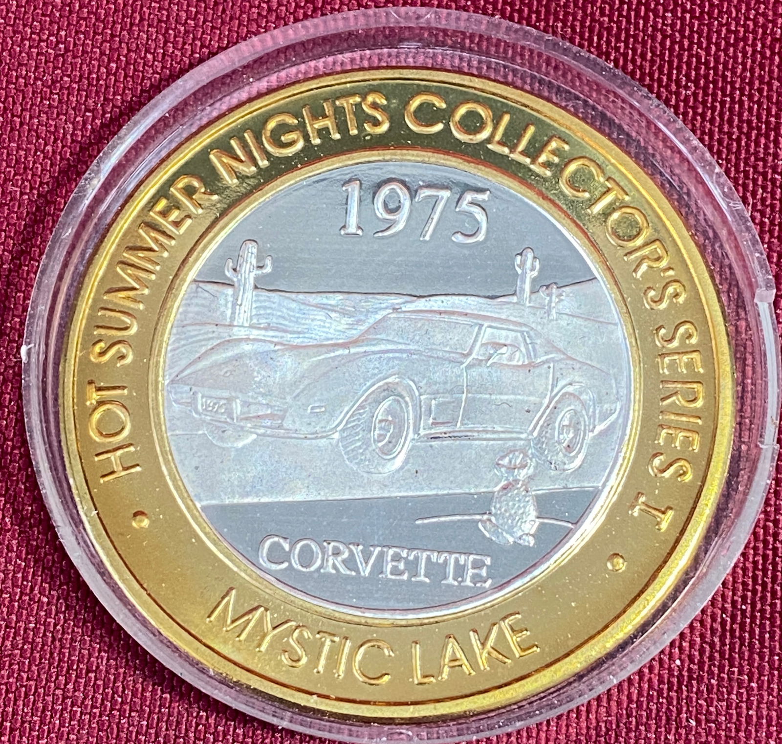 1997 Mystic Lake Casino .999 Fine Silver Limited Edition $10 Gaming Token - 1975 Corvette - (1 of 4)
