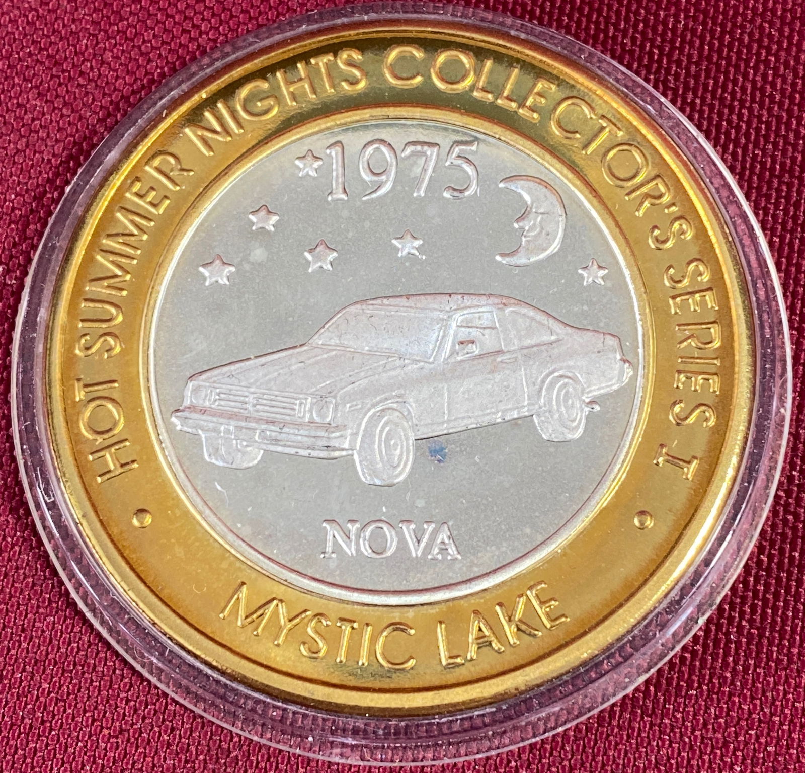 1997 Mystic Lake Casino .999 Fine Silver Limited Edition $10 Gaming Token - 1975 Nova - Minnesota: 1997 Mystic Lake Casino .999 Fine Silver Limited Edition $10 Gaming Token - 1975 Nova - Minnesota Hot Summer Night's Collection Series I