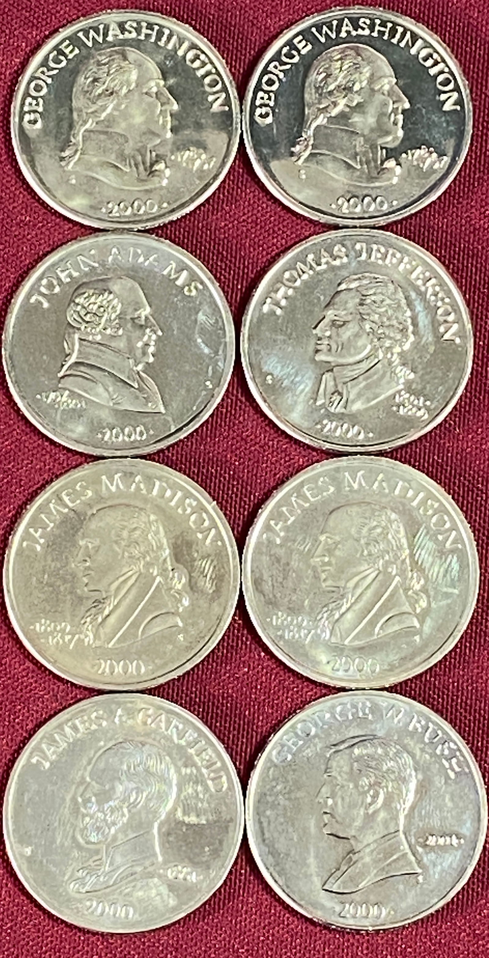 Eight Republic of Liberia U.S. Presidential $5 Coins: Eight Republic of Liberia U.S. Presidential $5 Coins