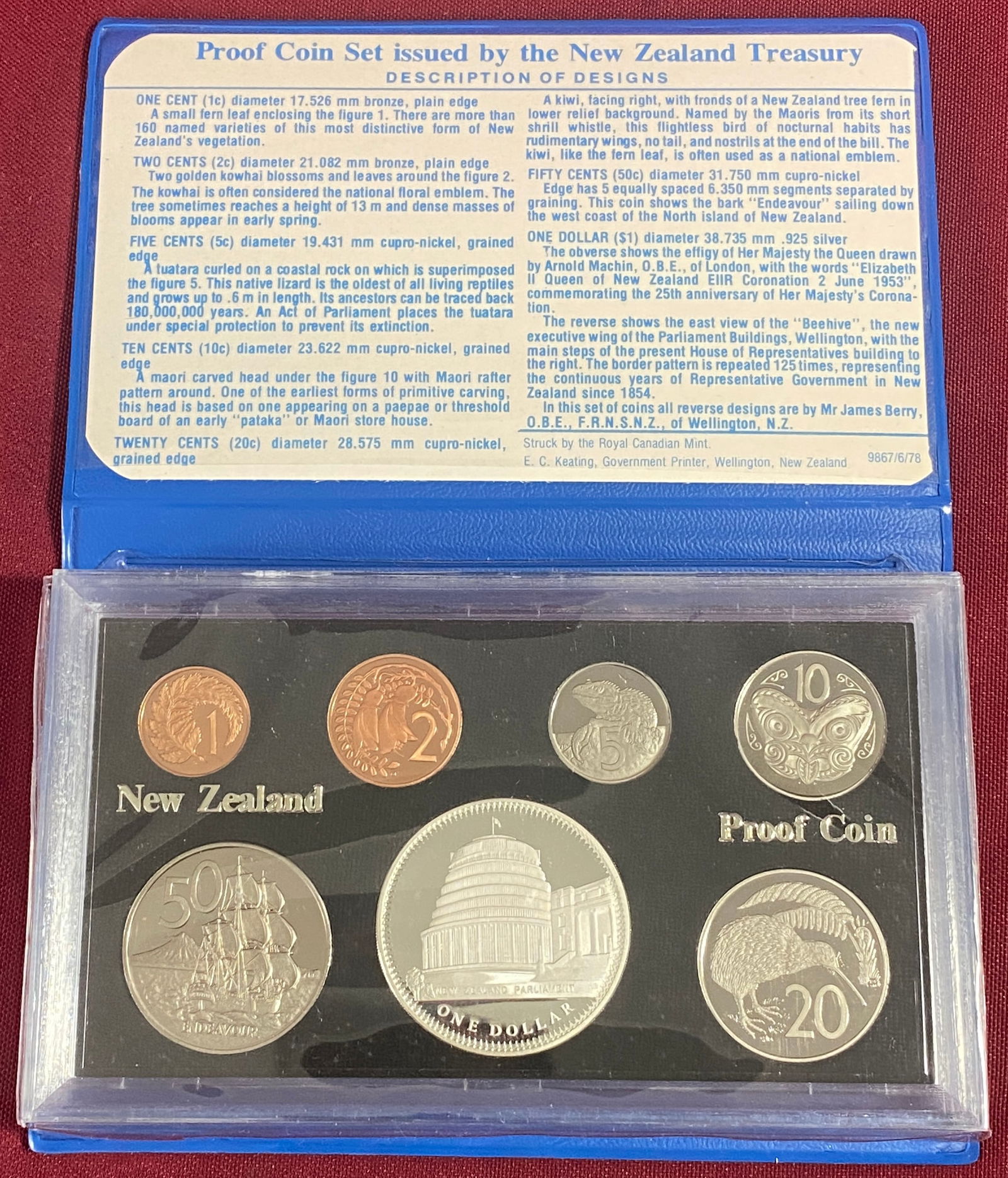 2001 New Zealand Proof Set with Silver One Dollar Coin (1 of 5)