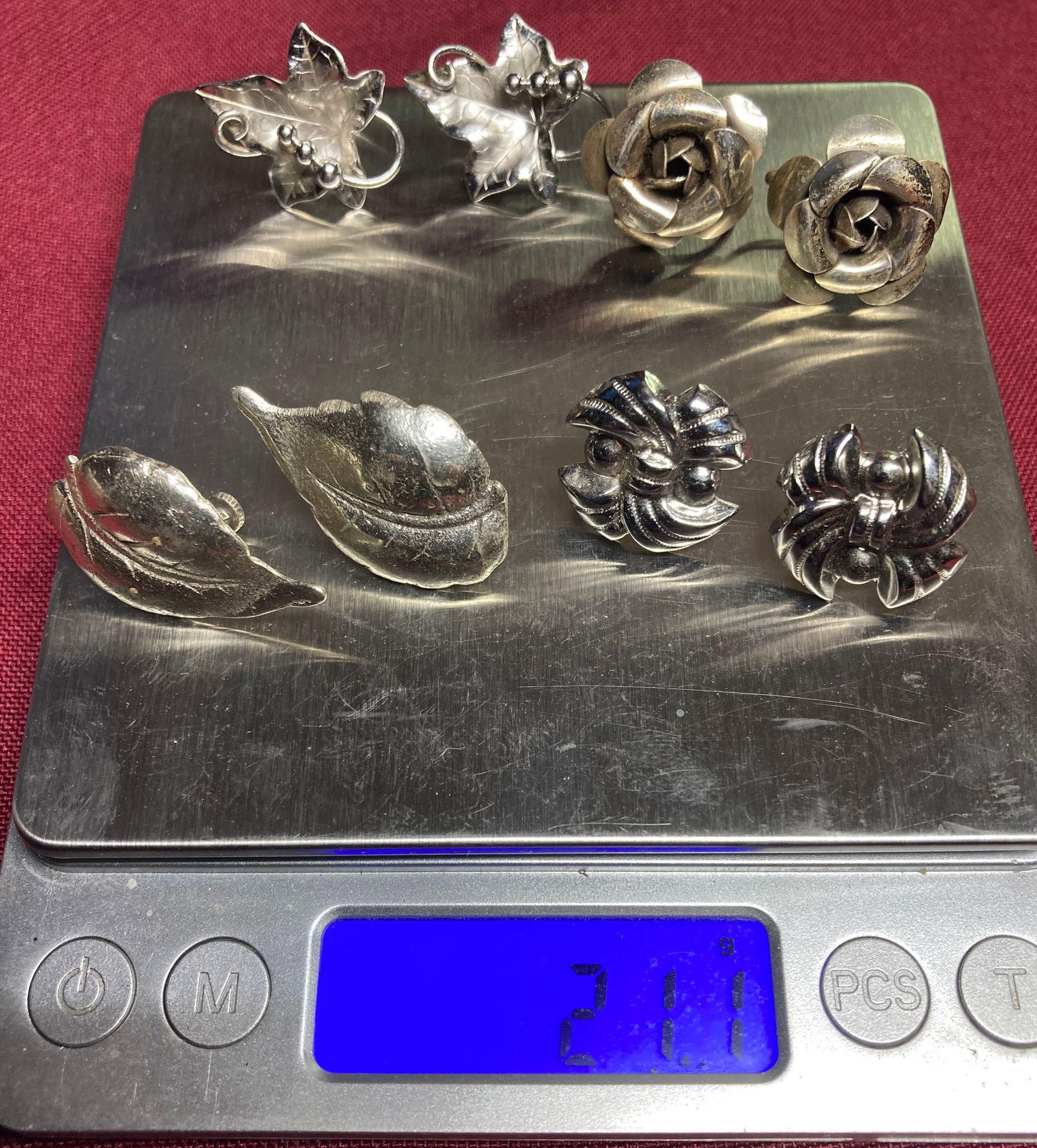 Four Pairs of Sterling Silver Screwback Earrings: Four Pairs of Sterling Silver Screwback Earrings