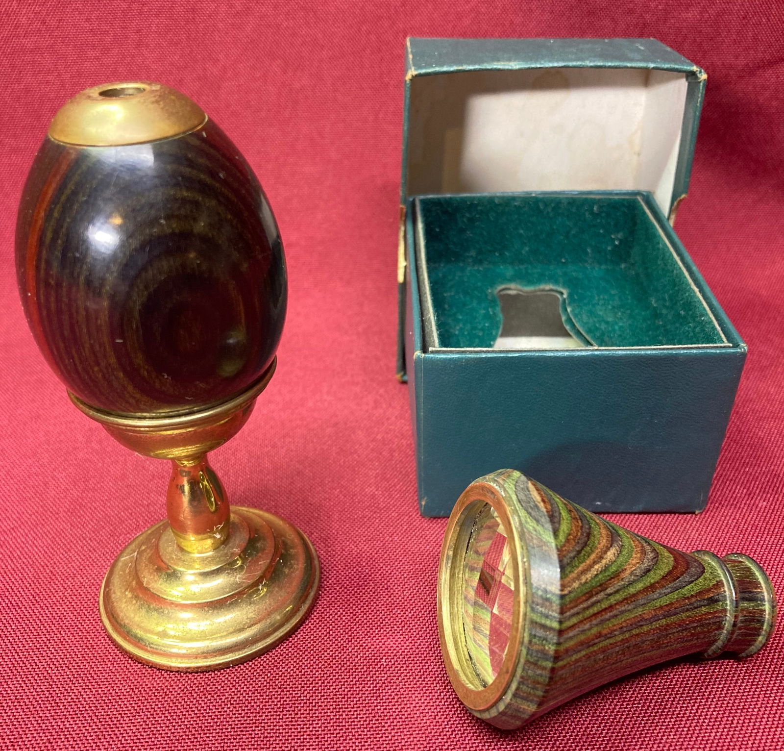 Two Vintage Vancourt Kaleidoscopes - Dragonfly and Egg with Brass Stand (1 of 4)