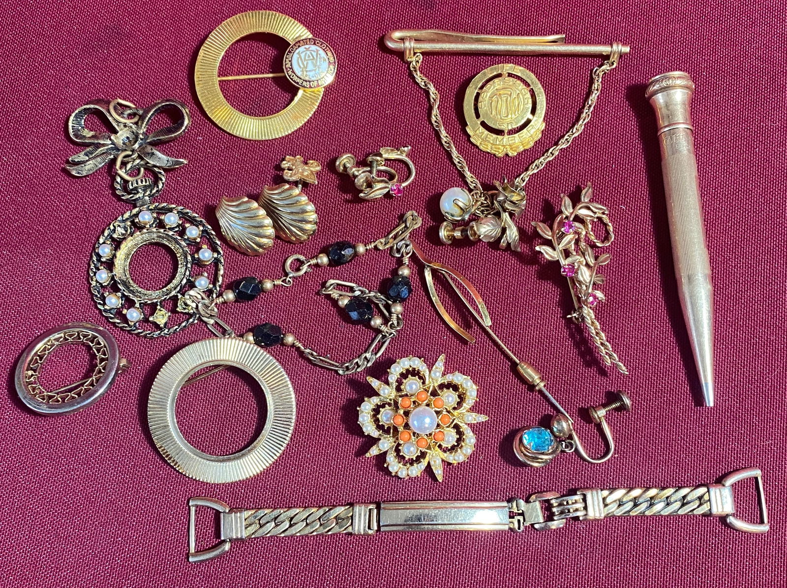 Various Gold-Filled Items - Jewelry, Mechanical Pencil, Etc. - Most Marked 12K GF: Various Gold-Filled Items - Jewelry, Mechanical Pencil, Etc. - Most Marked 12K GF