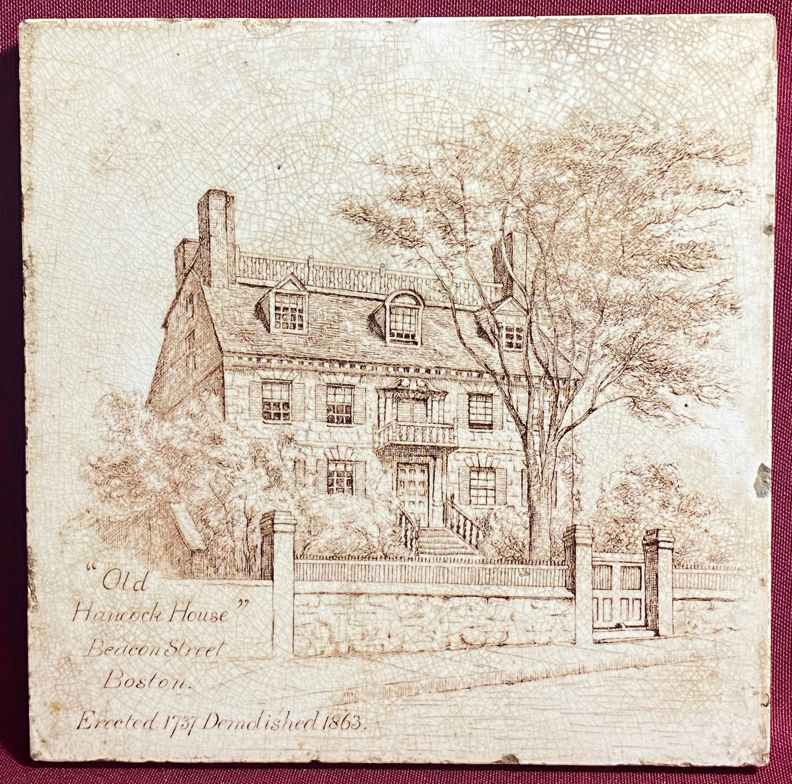 Old Minton Tile of Old Hancock House - Beacon Street, Boston MA: Old Minton Tile of Old Hancock House - Beacon Street, Boston MA