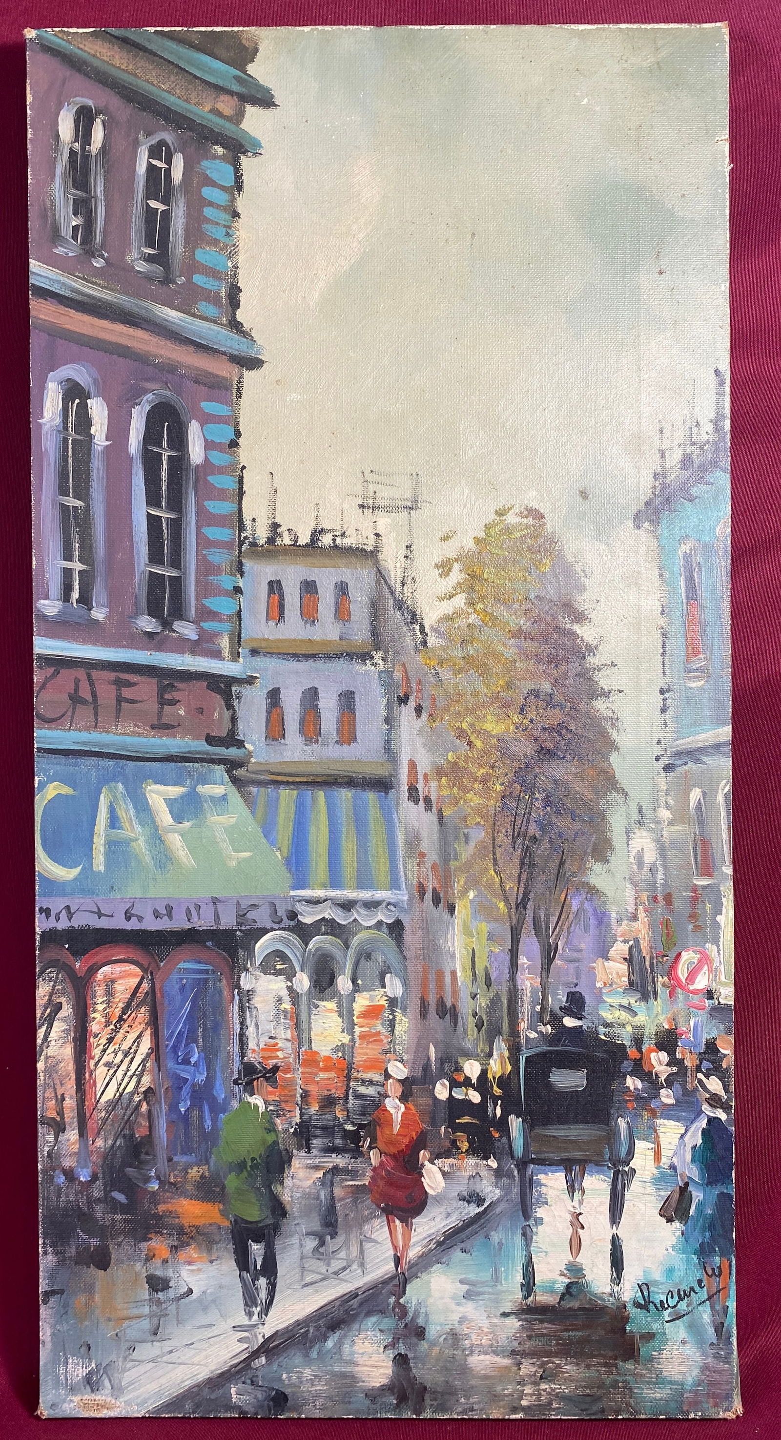 Recune W. Signed Oil on Canvas Painting - Painted in Holland - Some Damage to Corners - as Seen in: Recune W. Signed Oil on Canvas Painting - Painted in Holland - Some Damage to Corners - as Seen in Photos