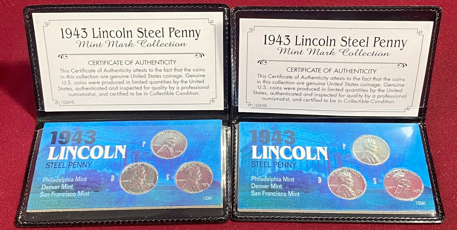 Two 1943 Lincoln Steel Penny Mint Mark Collector Set: Two 1943 Lincoln Steel Penny Mint Mark Collector Set