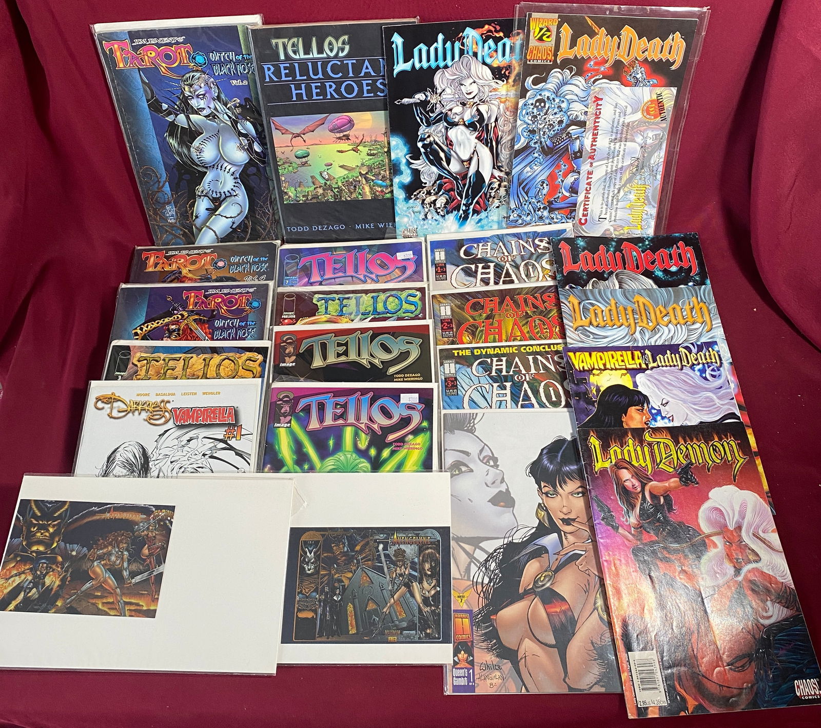 Twenty Various Comic Books - Lady Death, Tellos, Tarot Witch of Black Rose, Etc. (1 of 9)
