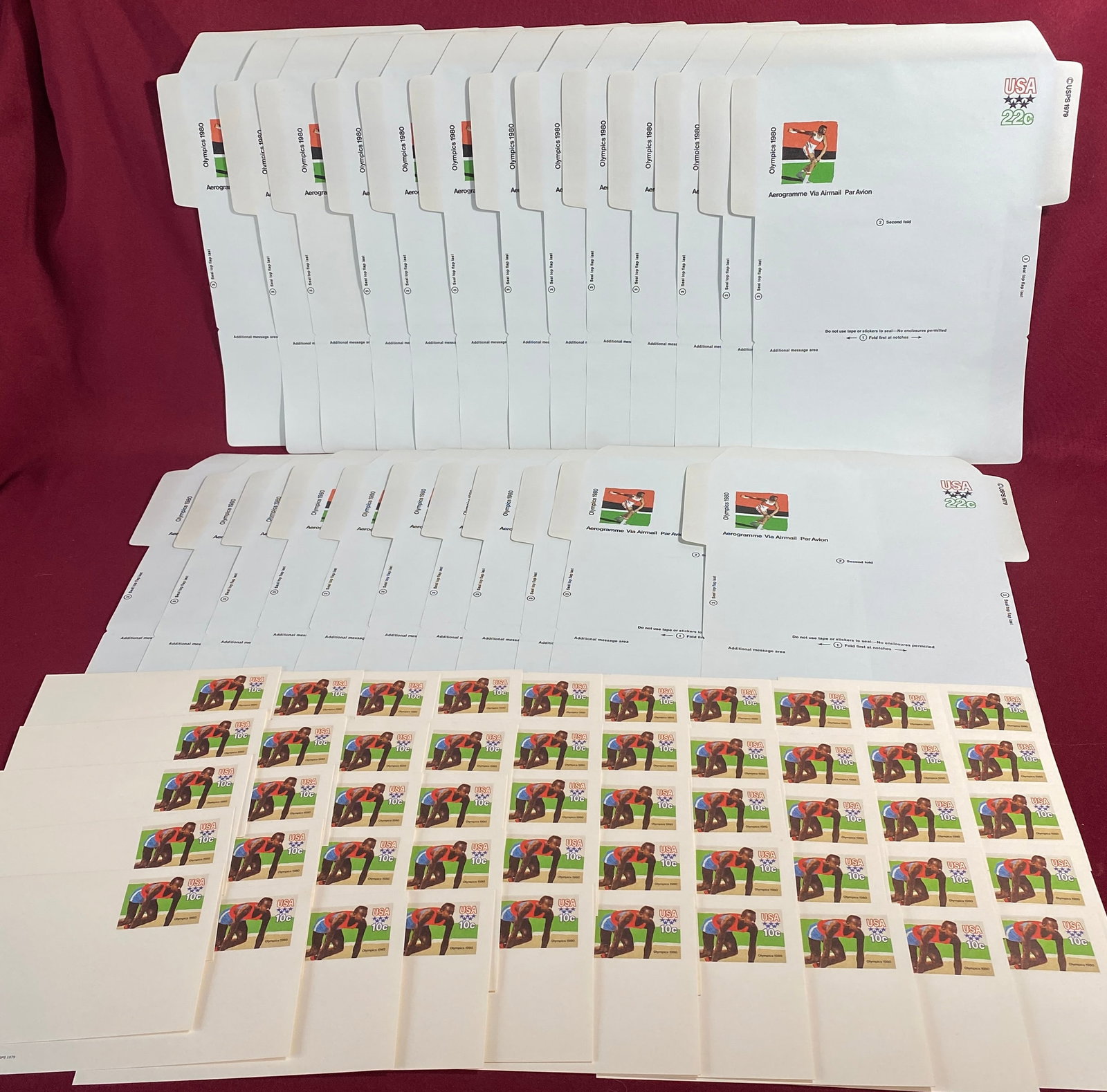 Pre-'Stamped' 1979 & 1980 Olympic Uncancelled Postcards and Assemble at Home Envelopes (1 of 5)