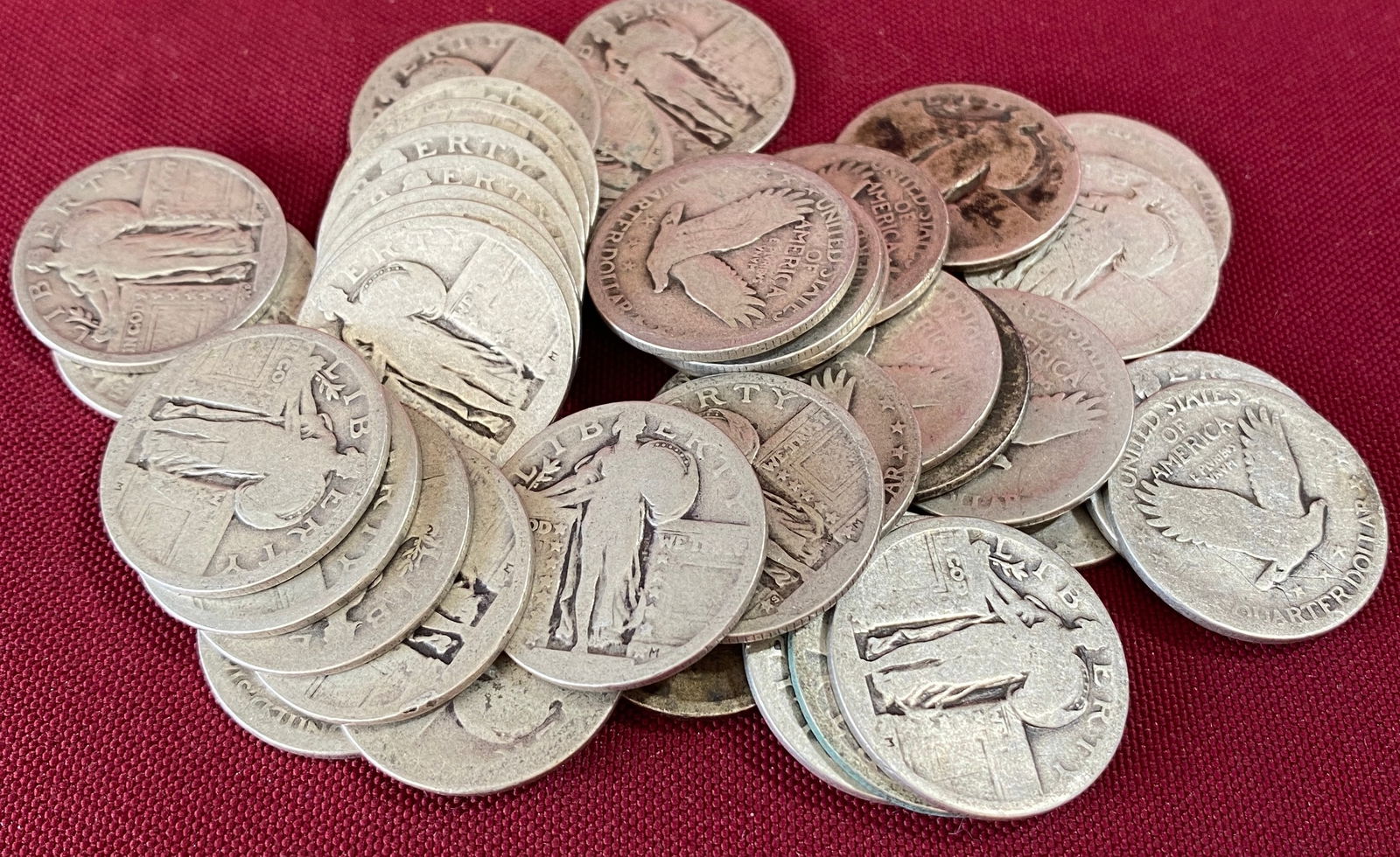 Forty Standing Liberty Silver Quarters - Worn Dates: Forty Standing Liberty Silver Quarters - Worn Dates