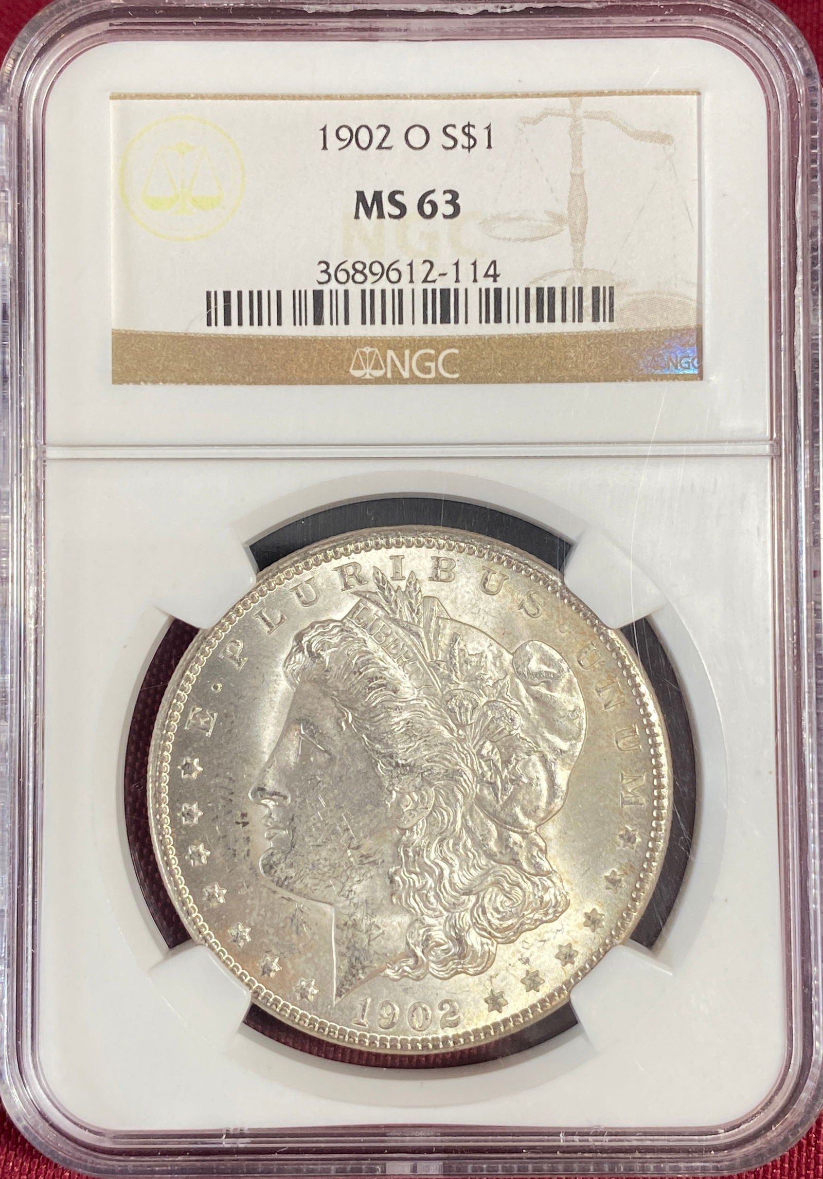 Graded 1902-O Morgan Silver Dollar - MS63 by NGC (1 of 3)