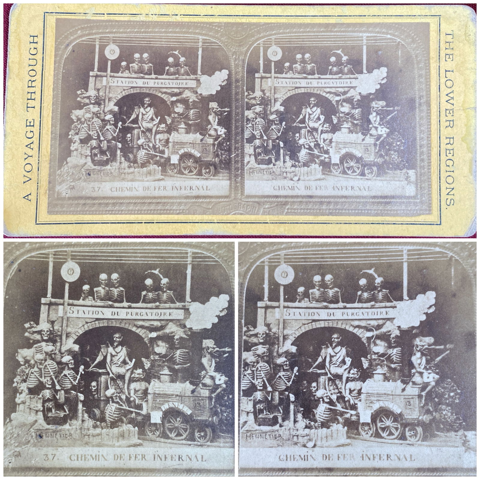 Stereopticon Viewcard 'A Voyage Through the Lower Regions' #37 - Chemin De Fer Infernal: Stereopticon Viewcard 'A Voyage Through the Lower Regions' #37 - Chemin De Fer Infernal
