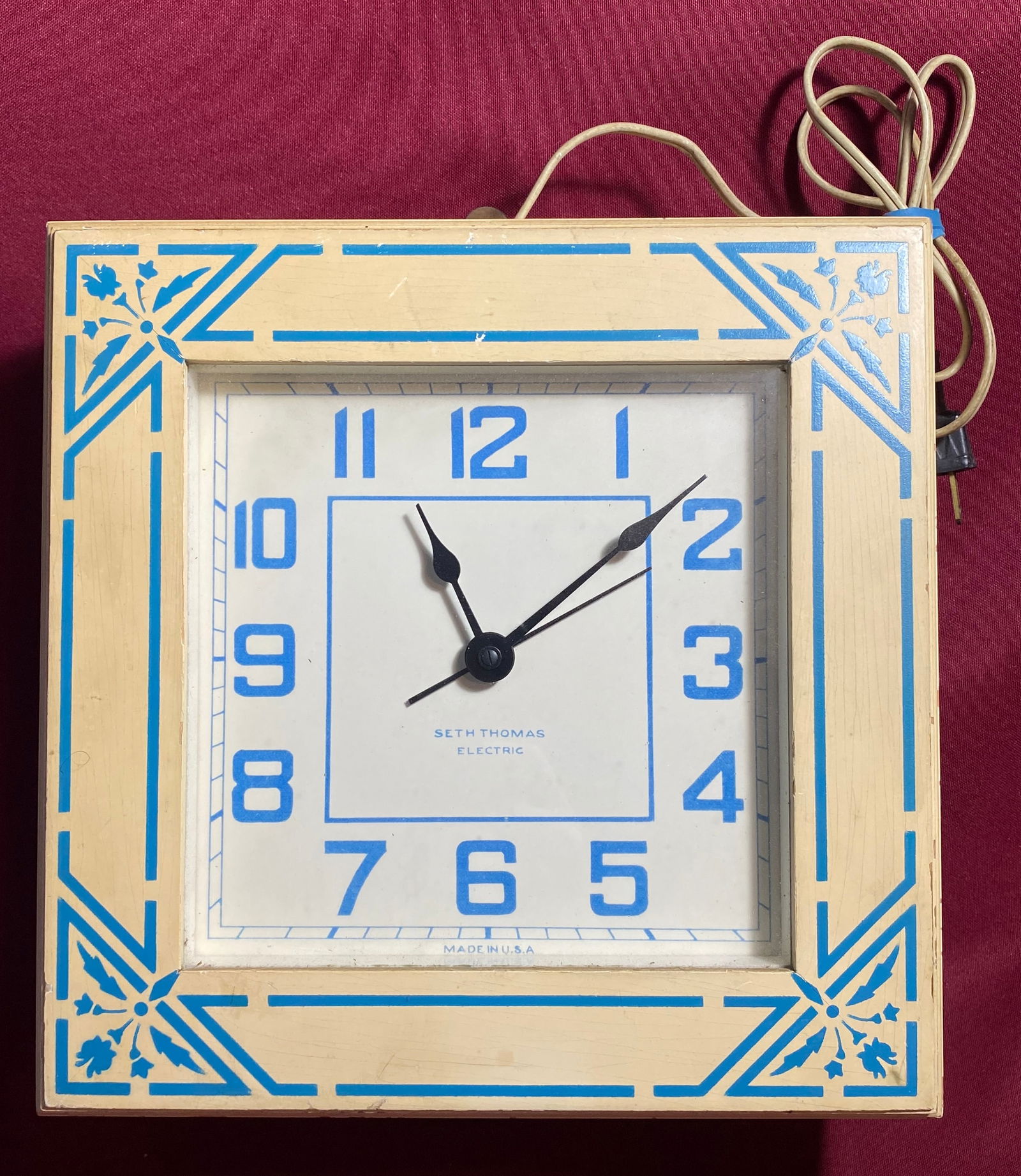 Art Deco Seth Thomas Dinah Hanging Electric Clock - Working (1 of 13)