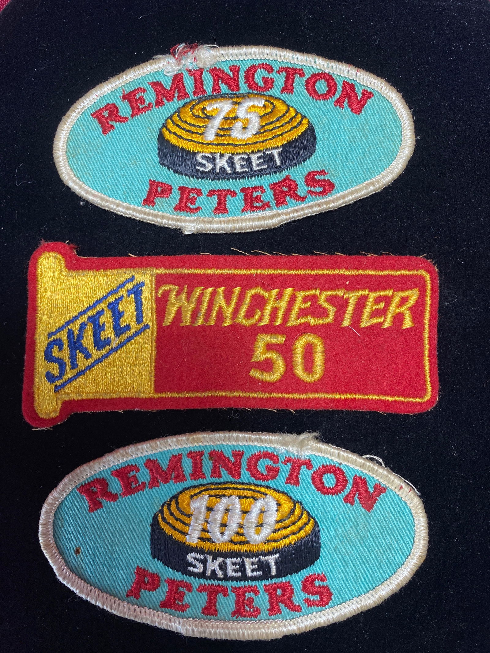 Three Older Skeet Trap Shooting Patches - Winchester (75 and 100) and Remmington (50) (1 of 4)