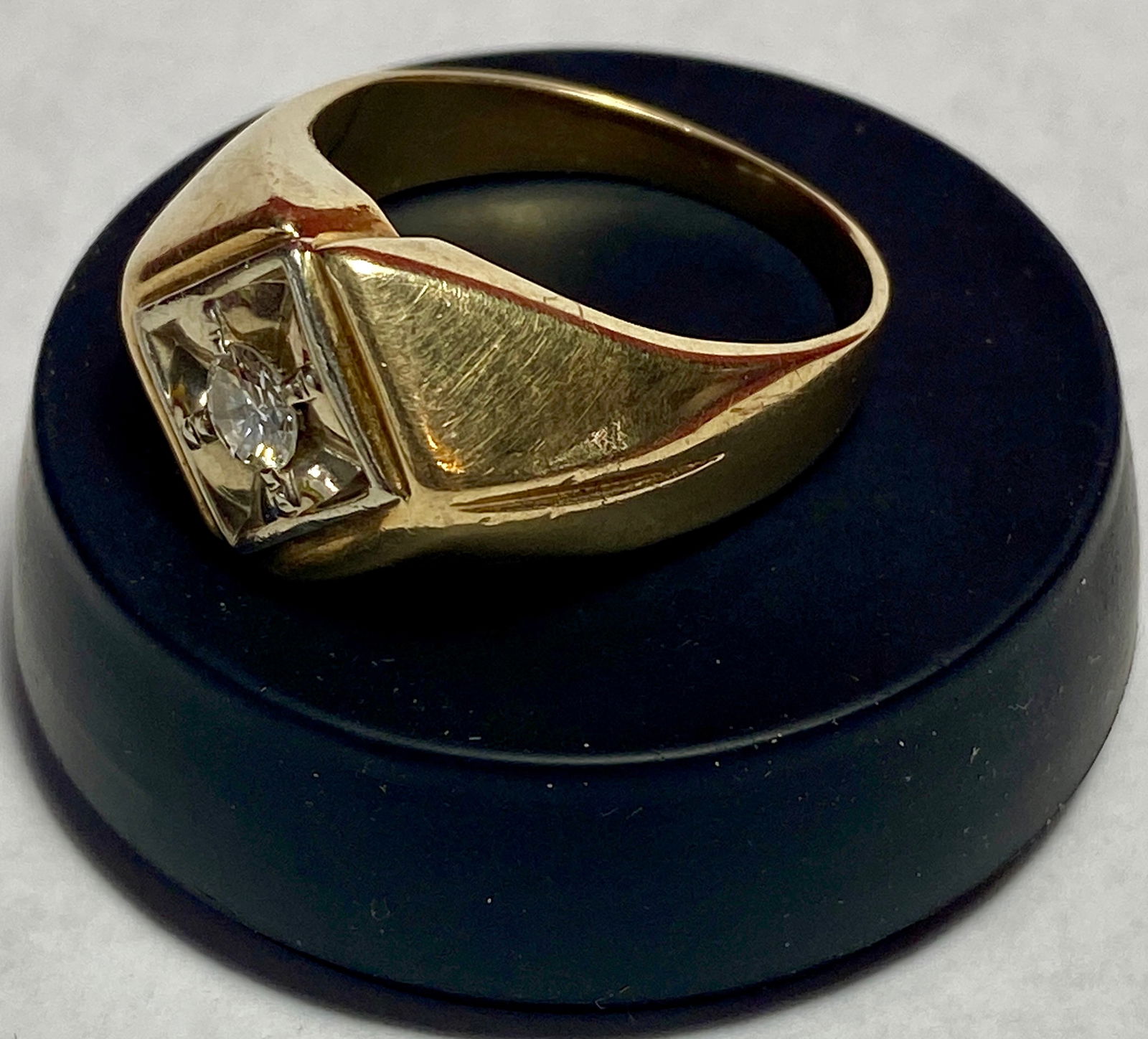 14K Tested Gold and Diamond Ring Size 11 - 13.23 Grams - Tested - No Gold Mark (1 of 9)