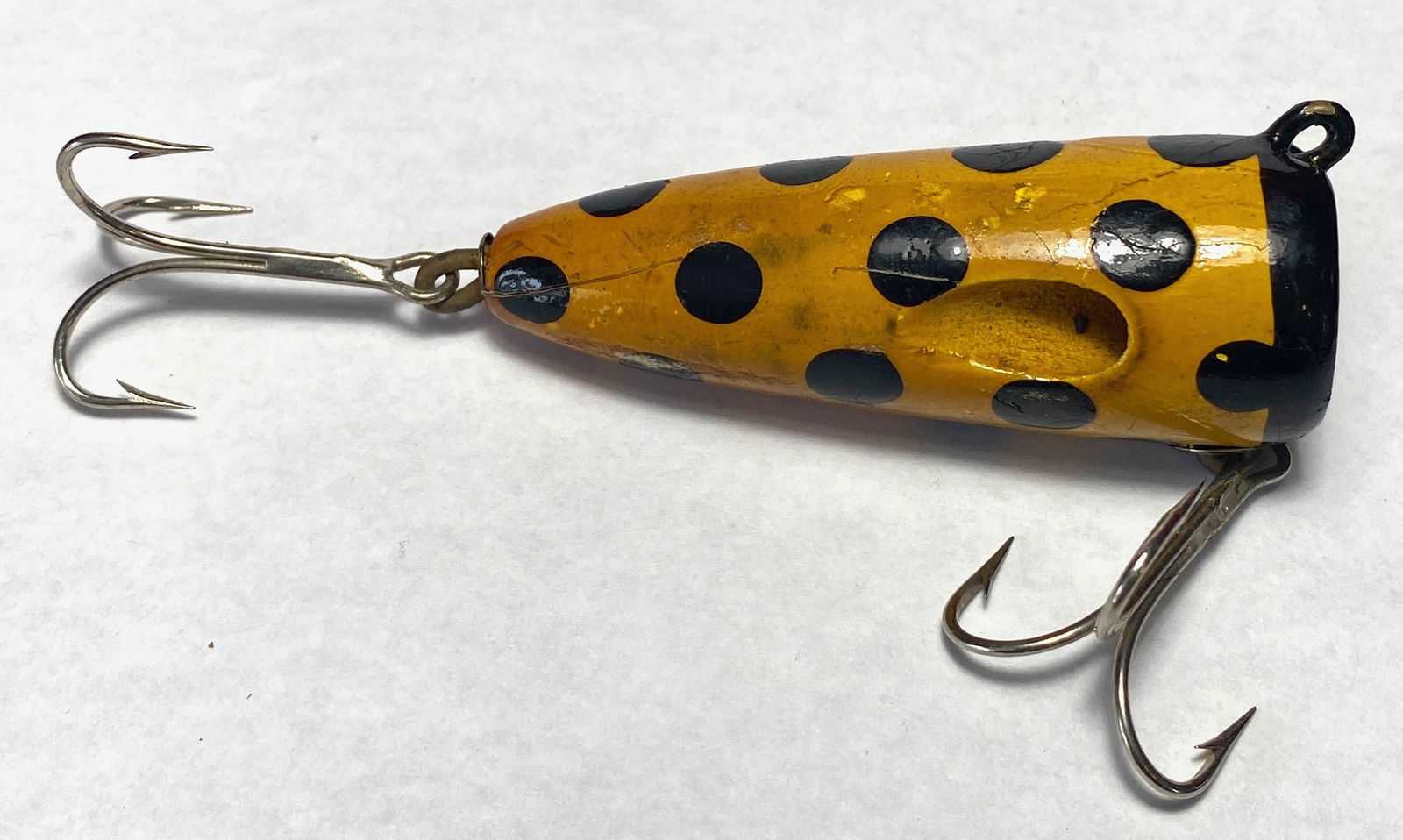 Master Biff Antique Fishing Lure - Yellow with Black Polka Dots (1 of 7)