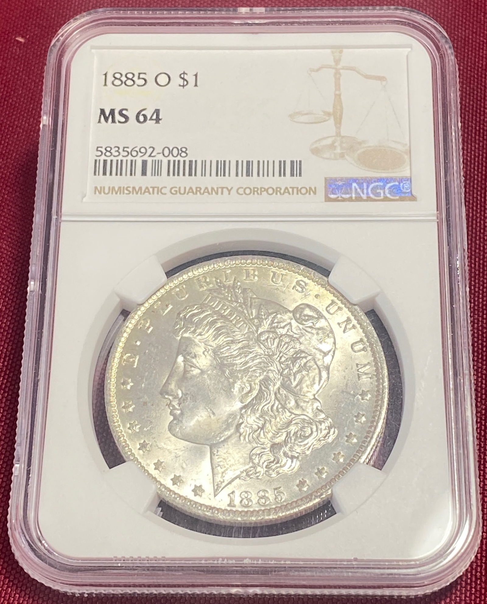 Graded 1885-O Morgan Silver Dollar - MS64 by NGC (1 of 3)