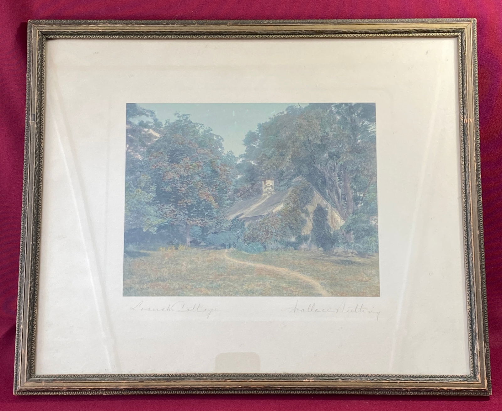 Wallace Nutting Signed Photography Print - 'Locust Cottage': Wallace Nutting Signed Photography Print - 'Locust Cottage'