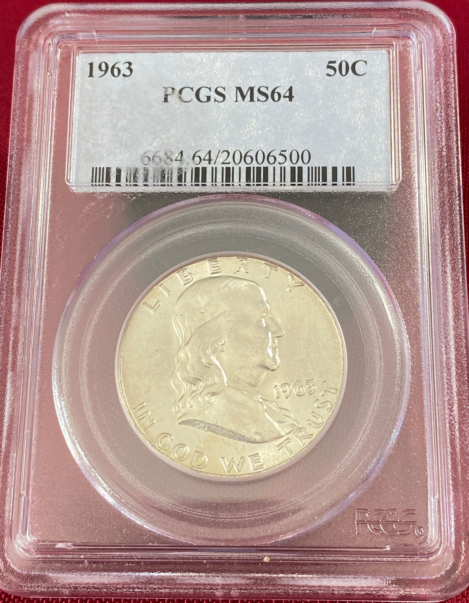 Graded 1963 Franklin Silver Half Dollar - MS64 by PCGS (1 of 3)