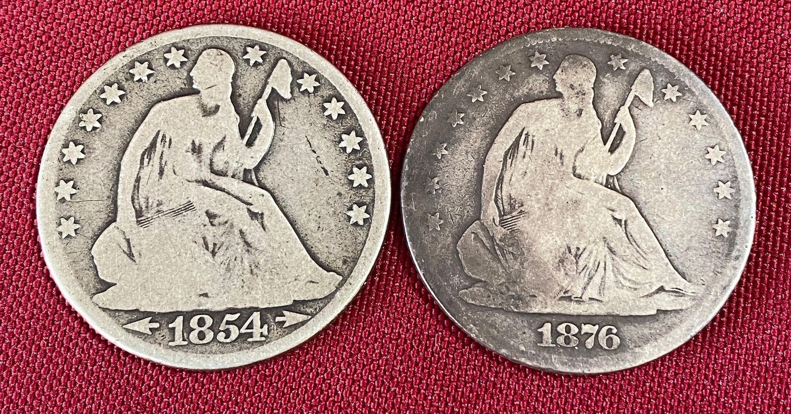 Two Seated Liberty Half Dollars - 1854-O and 1876-S (1 of 7)